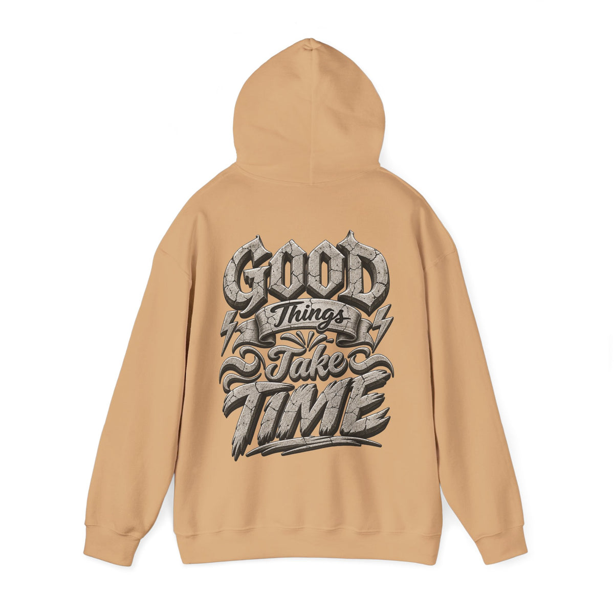 Good Things Take Time Adult Hoodie — Motivational Graphic Back Print