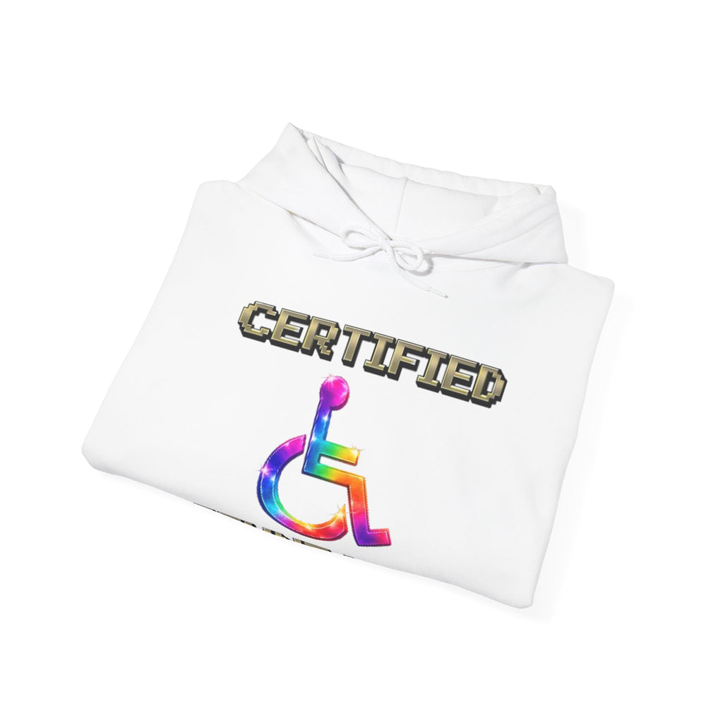 Adult Hoodie - "Certified Stunt Man" Rainbow Wheelchair Hoodie