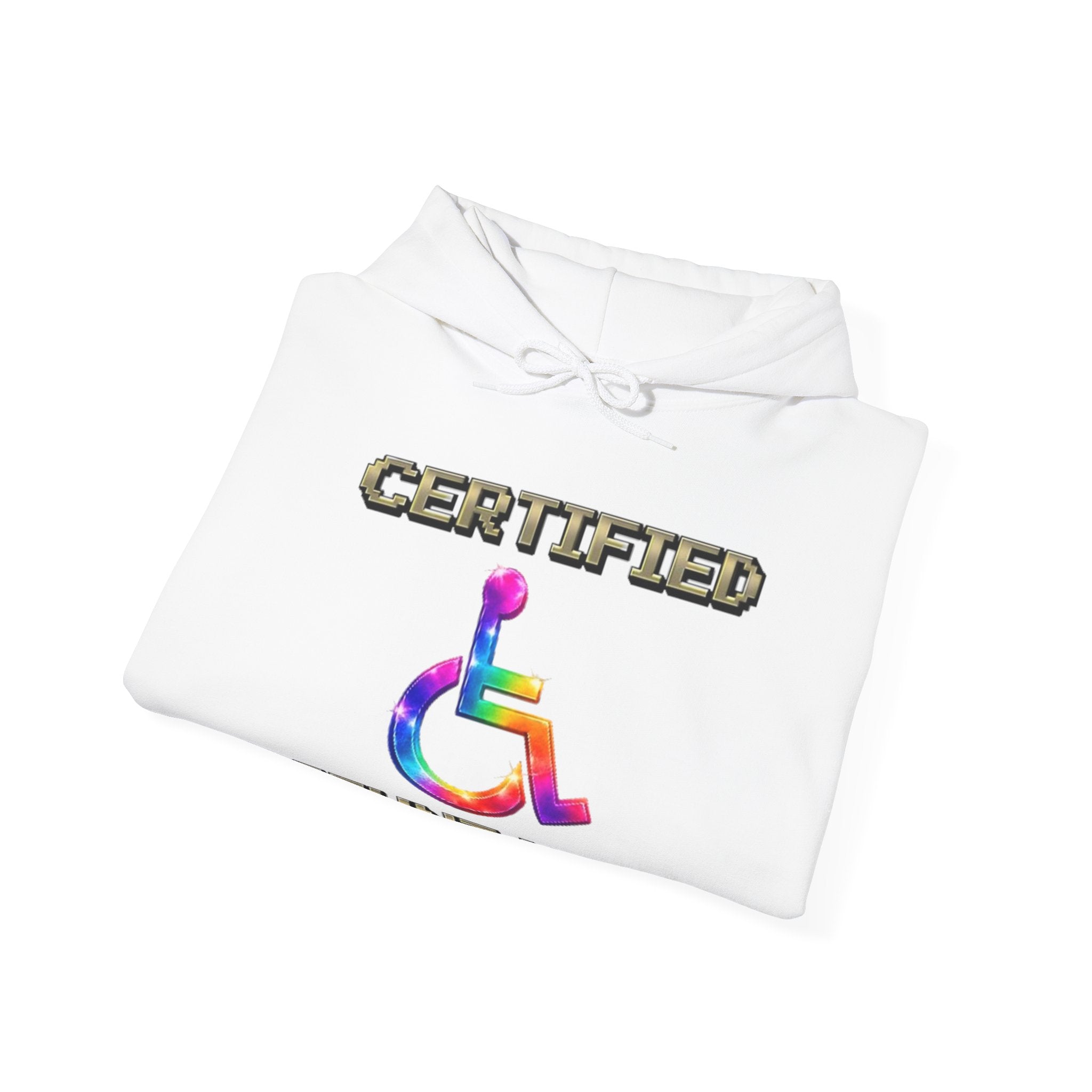 Adult Hoodie - "Certified Stunt Man" Rainbow Wheelchair Hoodie