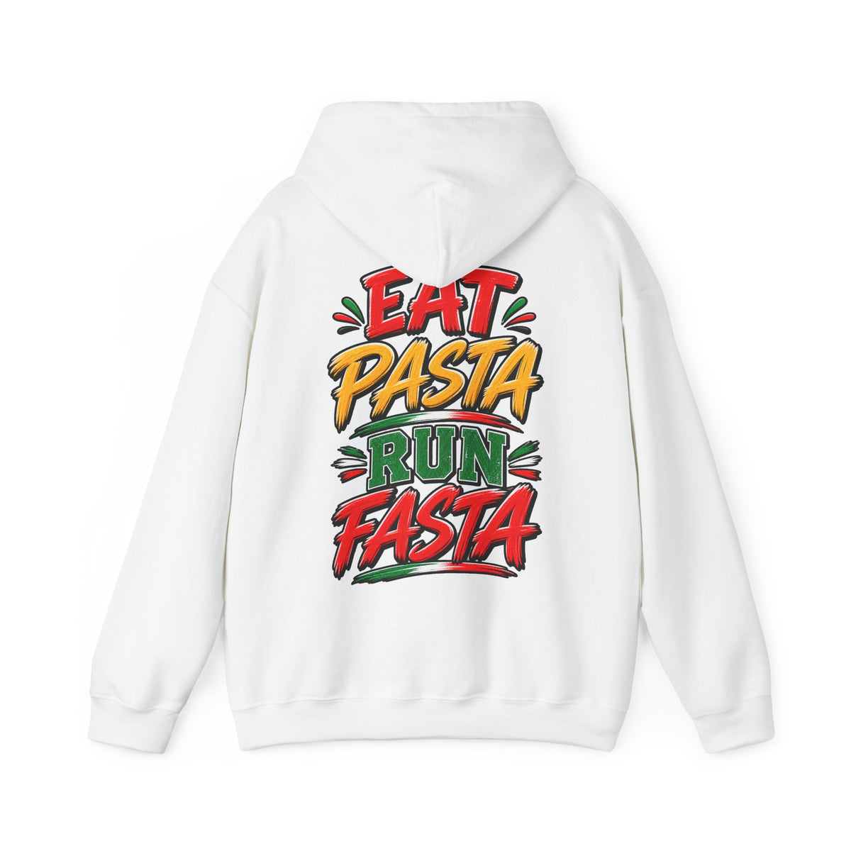 Adult Hoodie — "Eat Pasta Run Fasta" Graphic Pullover