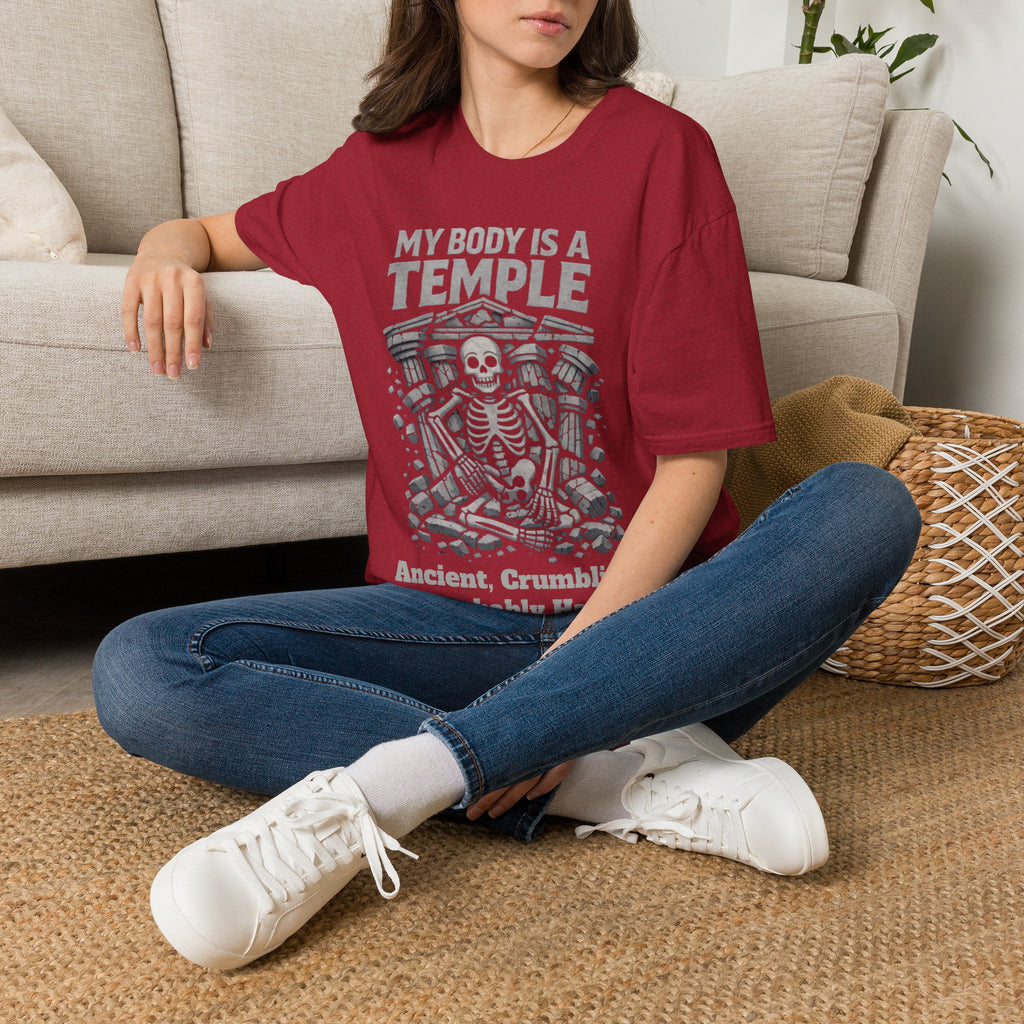 Temple Skeleton Adult T-Shirt — "My Body Is a Temple" Vintage Gothic Tee