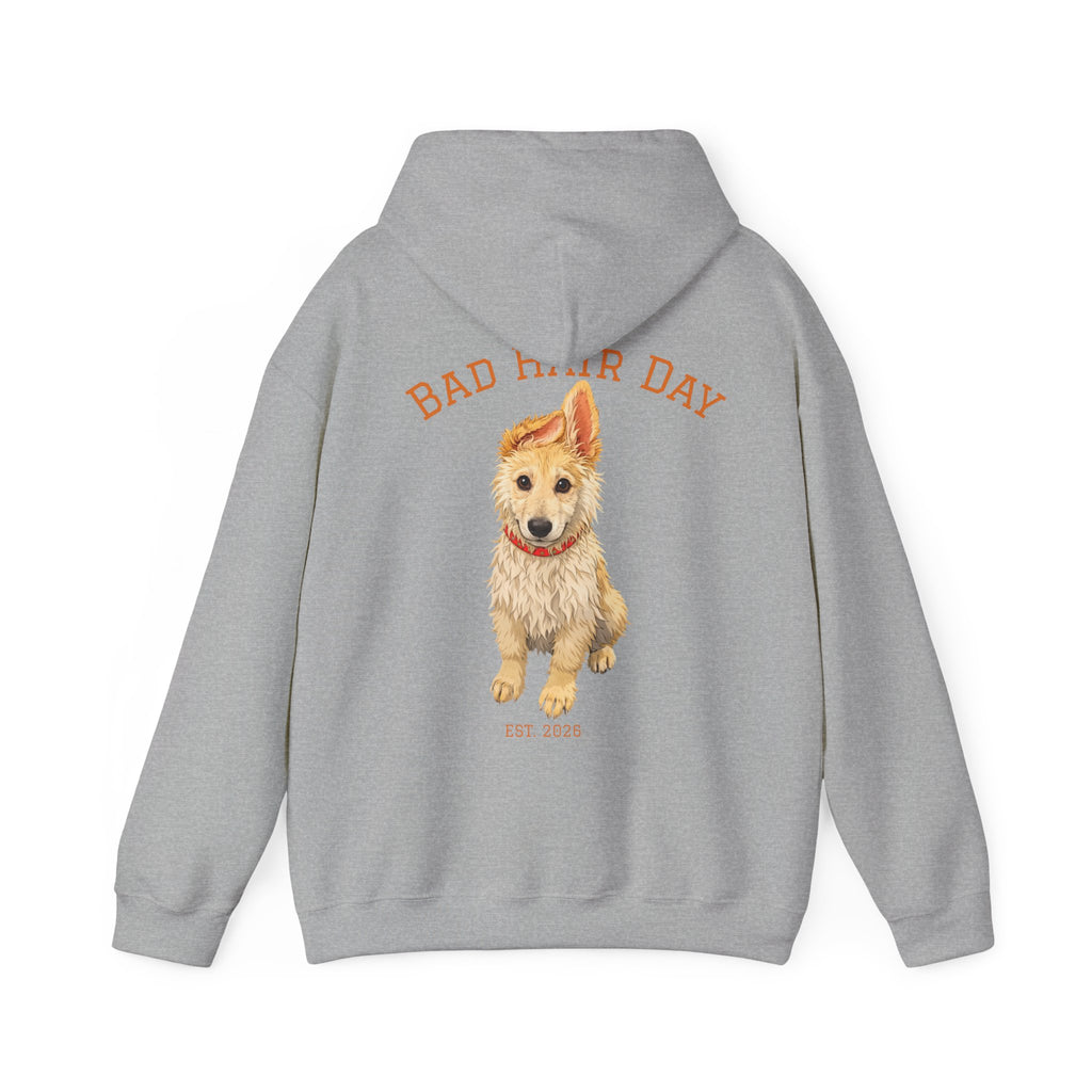 Bad Hair Day Puppy Adult Hoodie | Cute Dog Illustration Sweatshirt