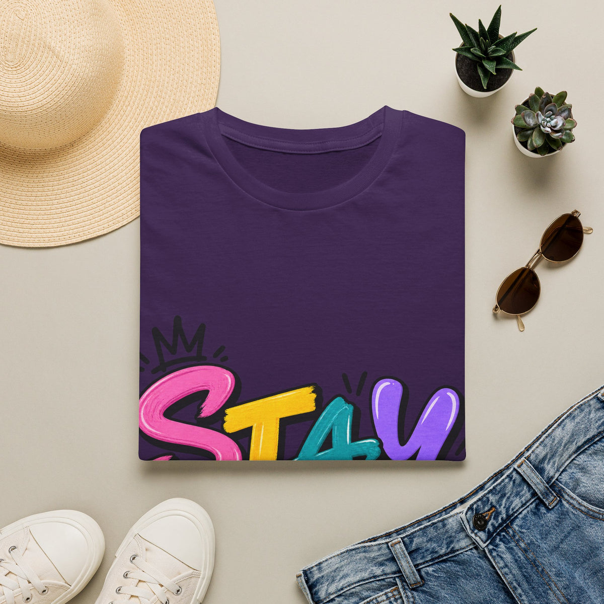 Stay Weird Adult T-Shirt — Colorful Graffiti Graphic Tee