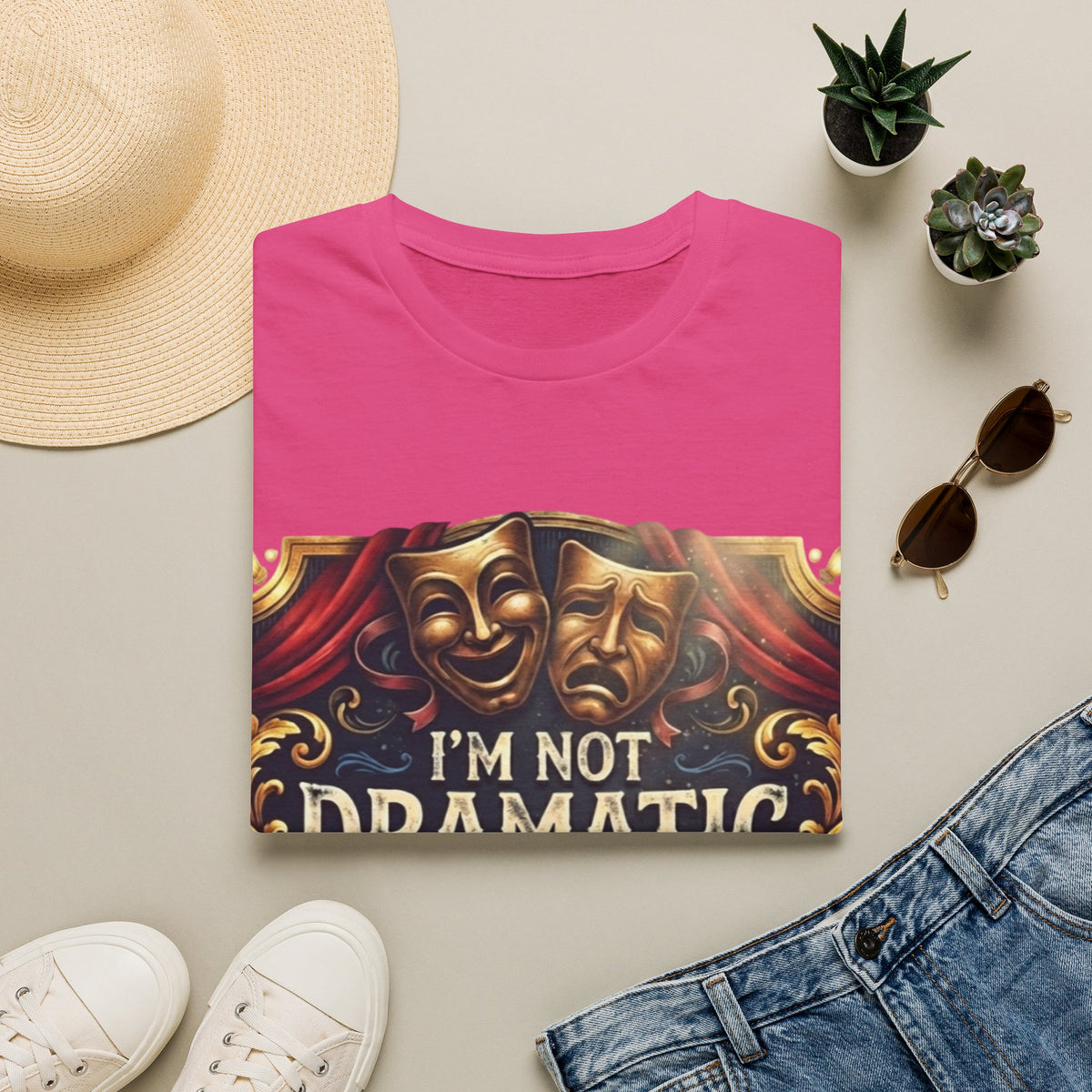 Theatrical Drama Mask Adult T‑Shirt — "I'm Not Dramatic I'm Theatrical" Graphic Tee