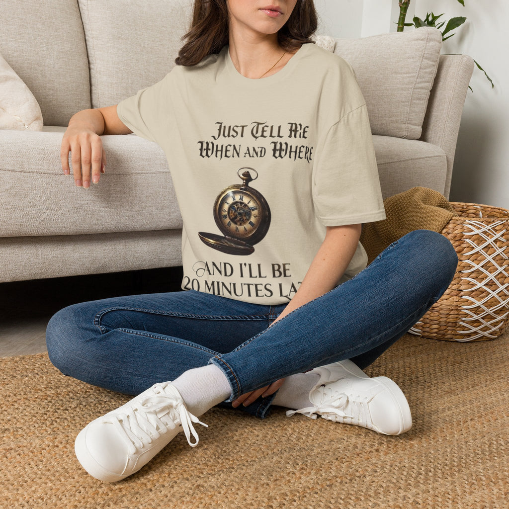 Pocket Watch Adult T-Shirt — "Just Tell Me When and Where" Vintage Timepiece Tee