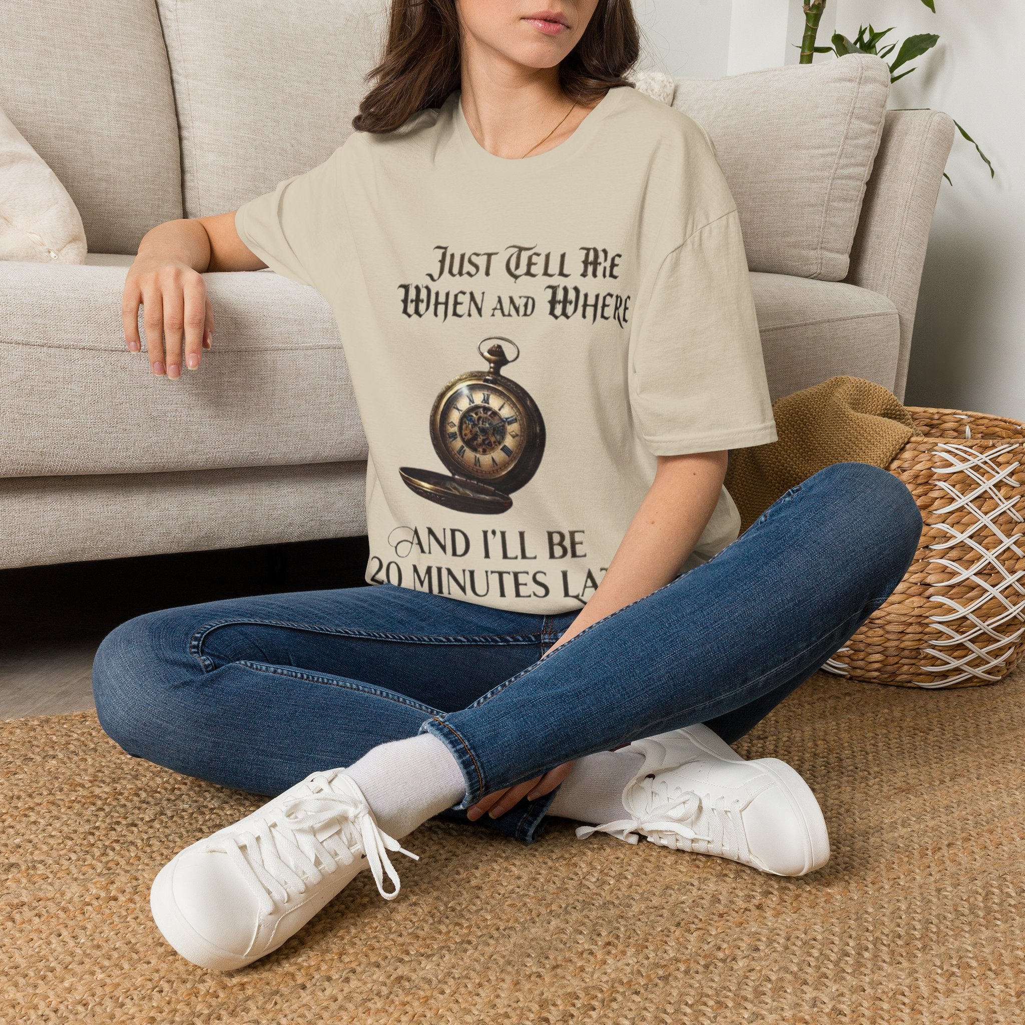 Pocket Watch Adult T-Shirt — "Just Tell Me When and Where" Vintage Timepiece Tee