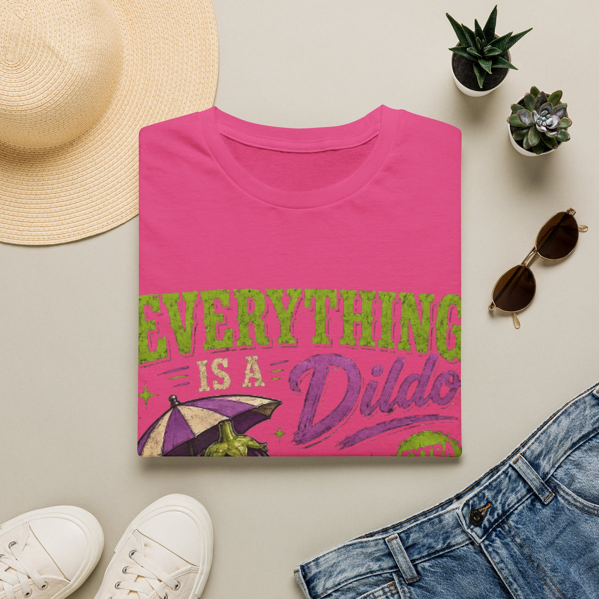 Graphic Adult T‑Shirt — "Everything Is a Dildo" Humorous Eggplant Design