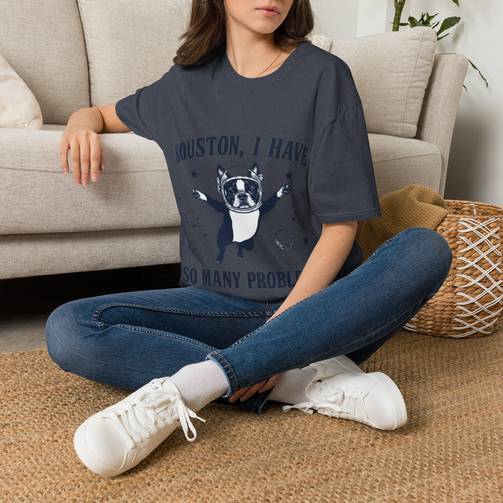 Adult T-Shirt — "Houston, I Have So Many Problems" Astronaut Dog Graphic Tee