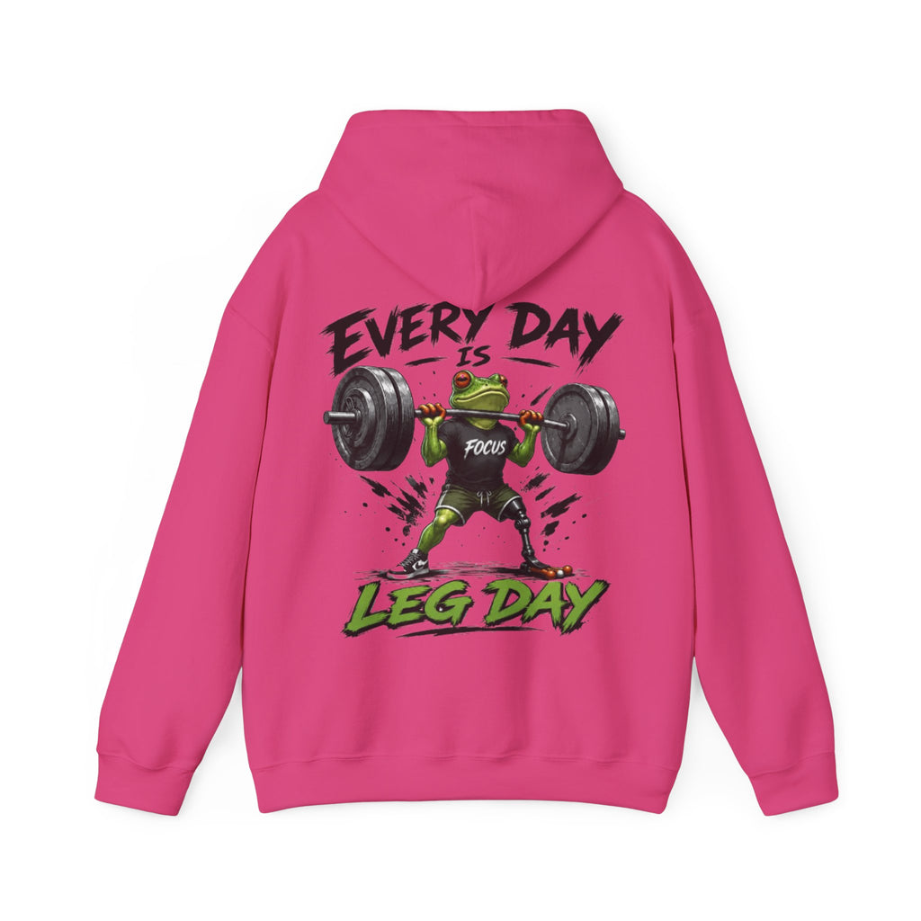 Adult Hoodie - "Every Day Is Leg Day" Frog Weightlifting Gym Hoodie