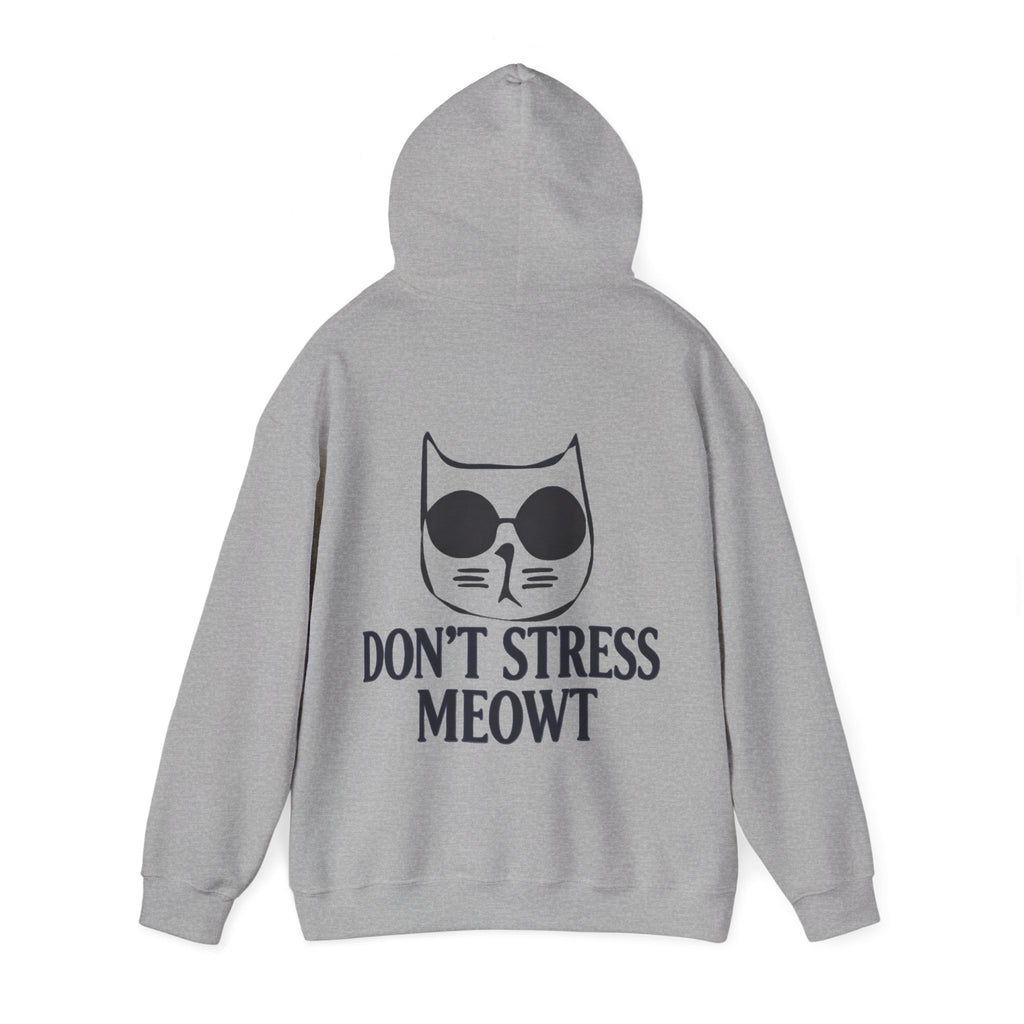 Don't Stress Meowt Adult Hoodie — Relaxed Cat Graphic Sweatshirt