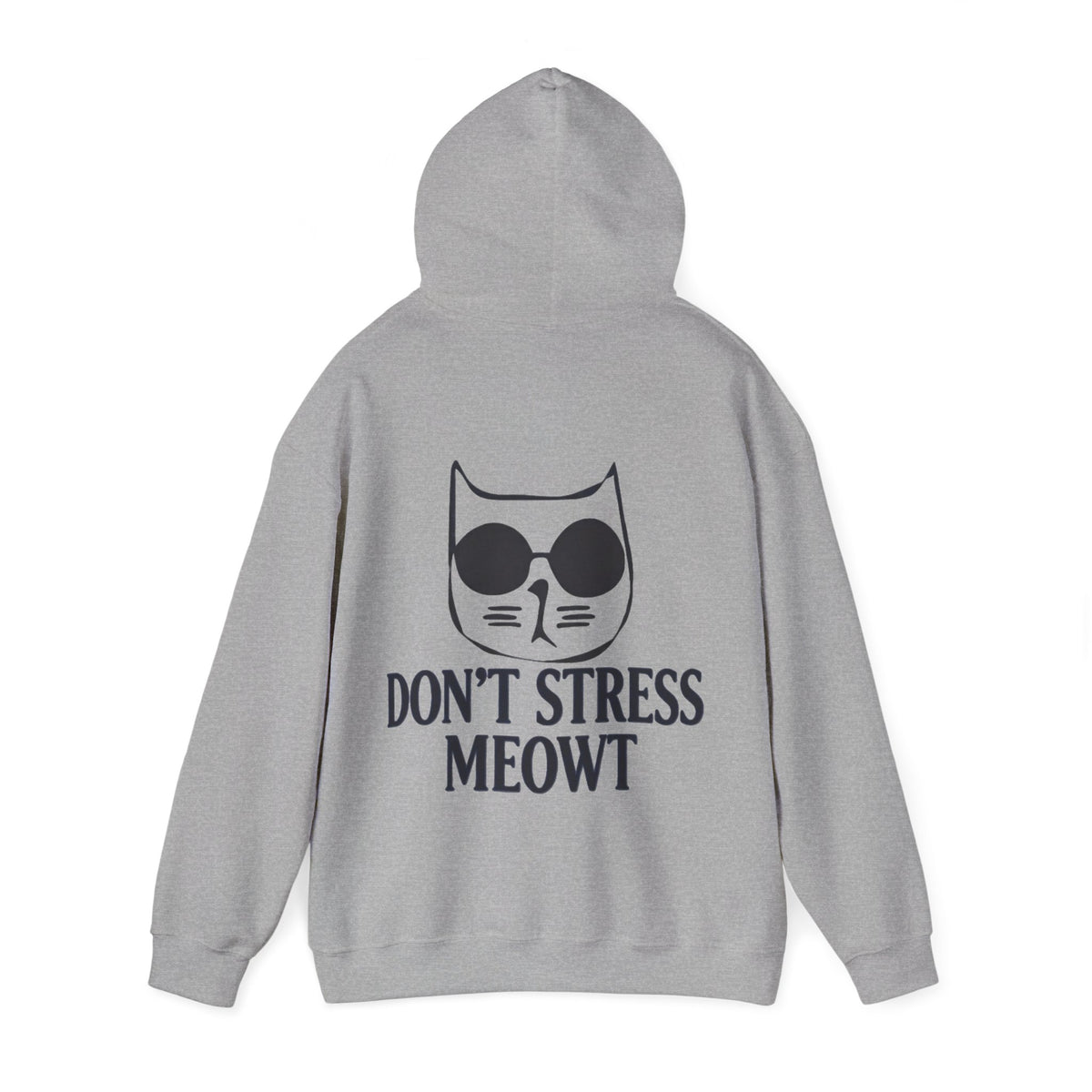 Don't Stress Meowt Adult Hoodie — Relaxed Cat Graphic Sweatshirt