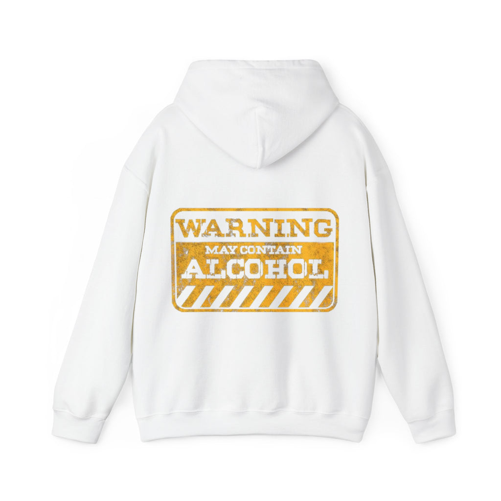 Warning May Contain Alcohol Adult Hoodie — Funny Bar & Party Drinking Sweatshirt