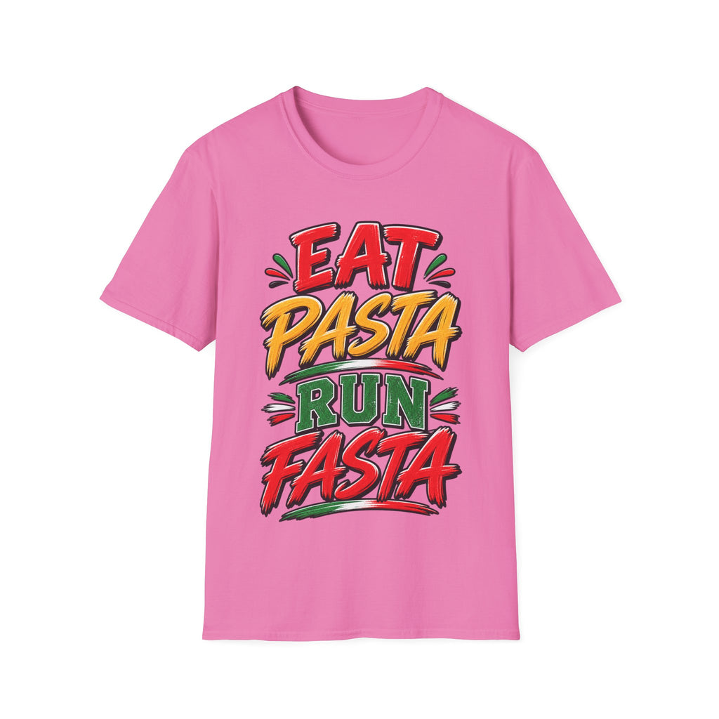 Eat Pasta Run Fasta Adult T-Shirt — Funny Italian Food & Running Graphic Tee