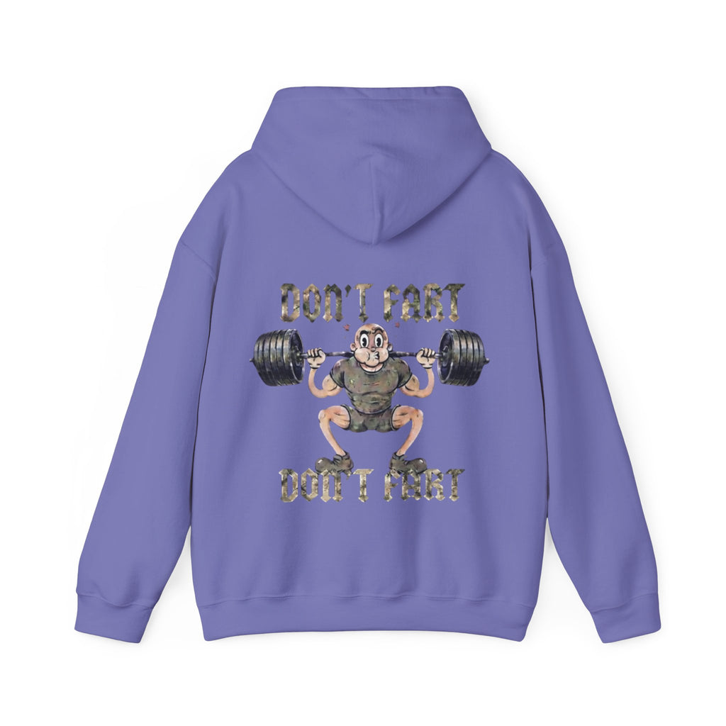 Funny Weightlifting Adult Hoodie — "Don't Fart" Gym Sweatshirt