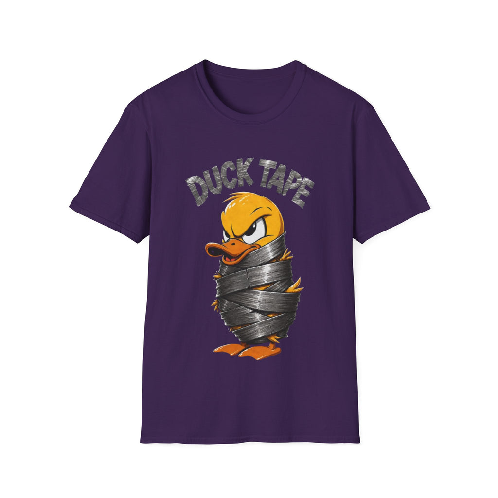Duck Tape Adult T-Shirt — Funny Angry Duck Wrapped in Duct Tape Graphic Tee