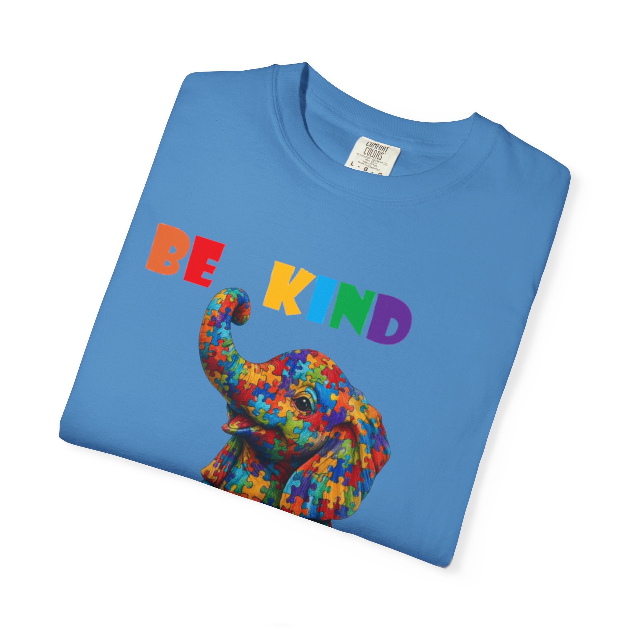 Be Kind Be Strong Elephant T-shirt | Colorful Puzzle Pattern Adult T-Shirt