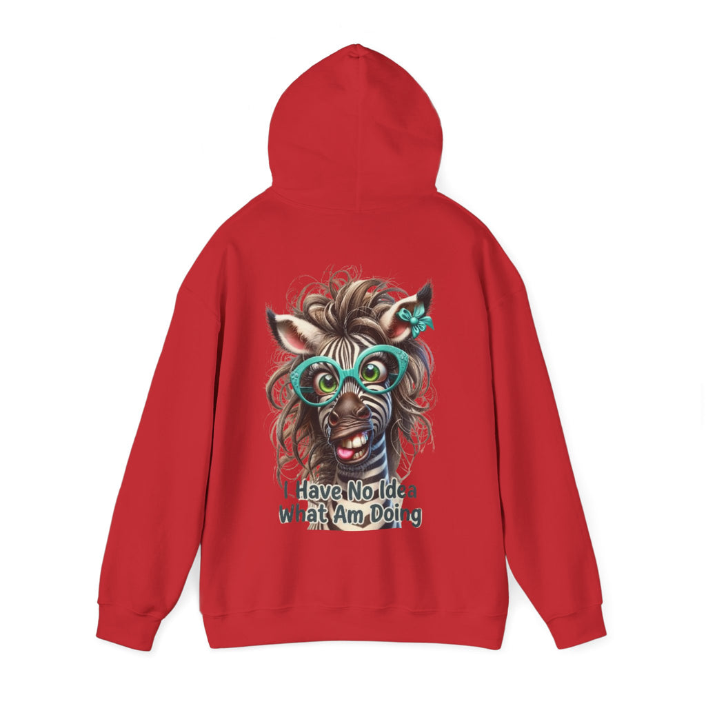 Funny Zebra Adult Hoodie — 'I Have No Idea What I Am Doing' Graphic Pullover