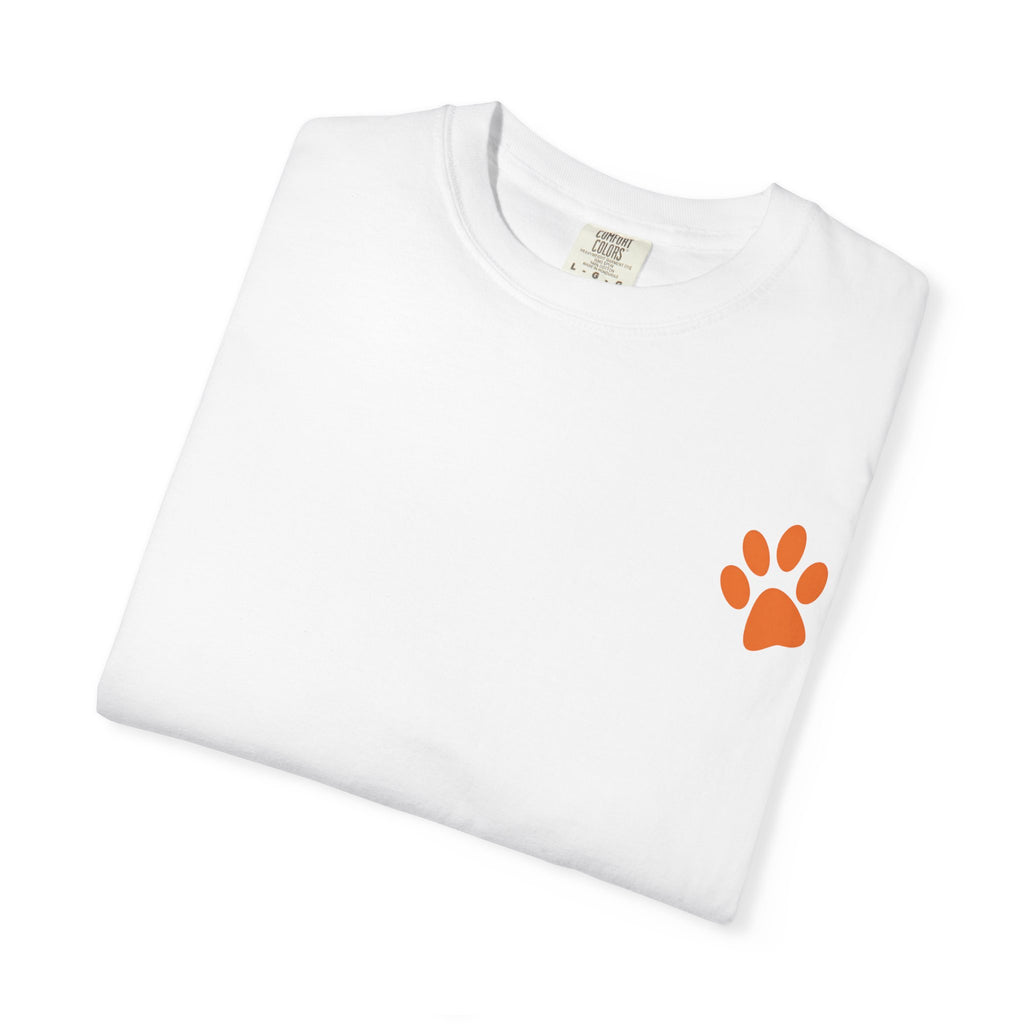 A Little Hat-Titude Puppy Adult T-Shirt | Cute Dog with Pink Hat, Paw Print