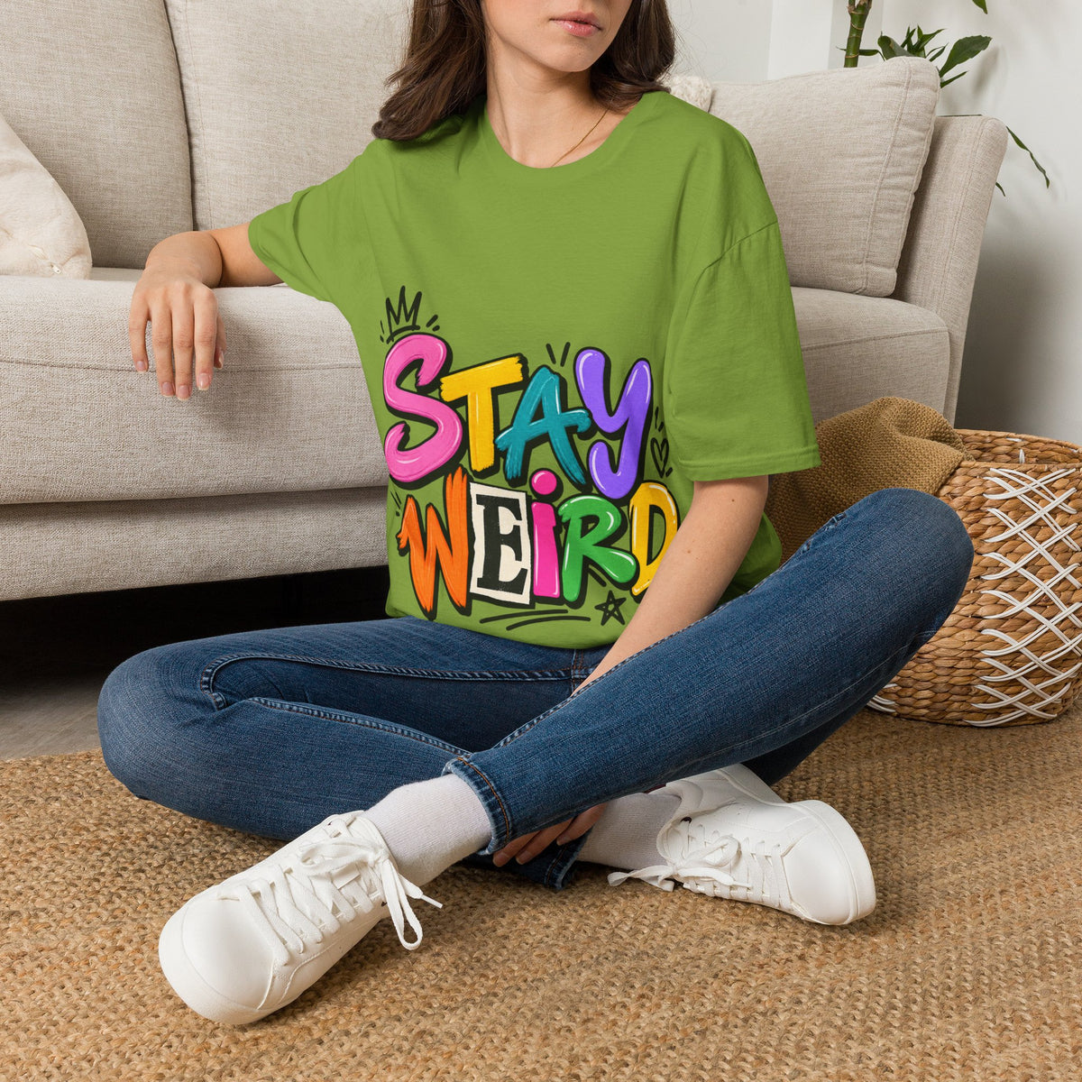 Stay Weird Adult T-Shirt — Colorful Graffiti Graphic Tee
