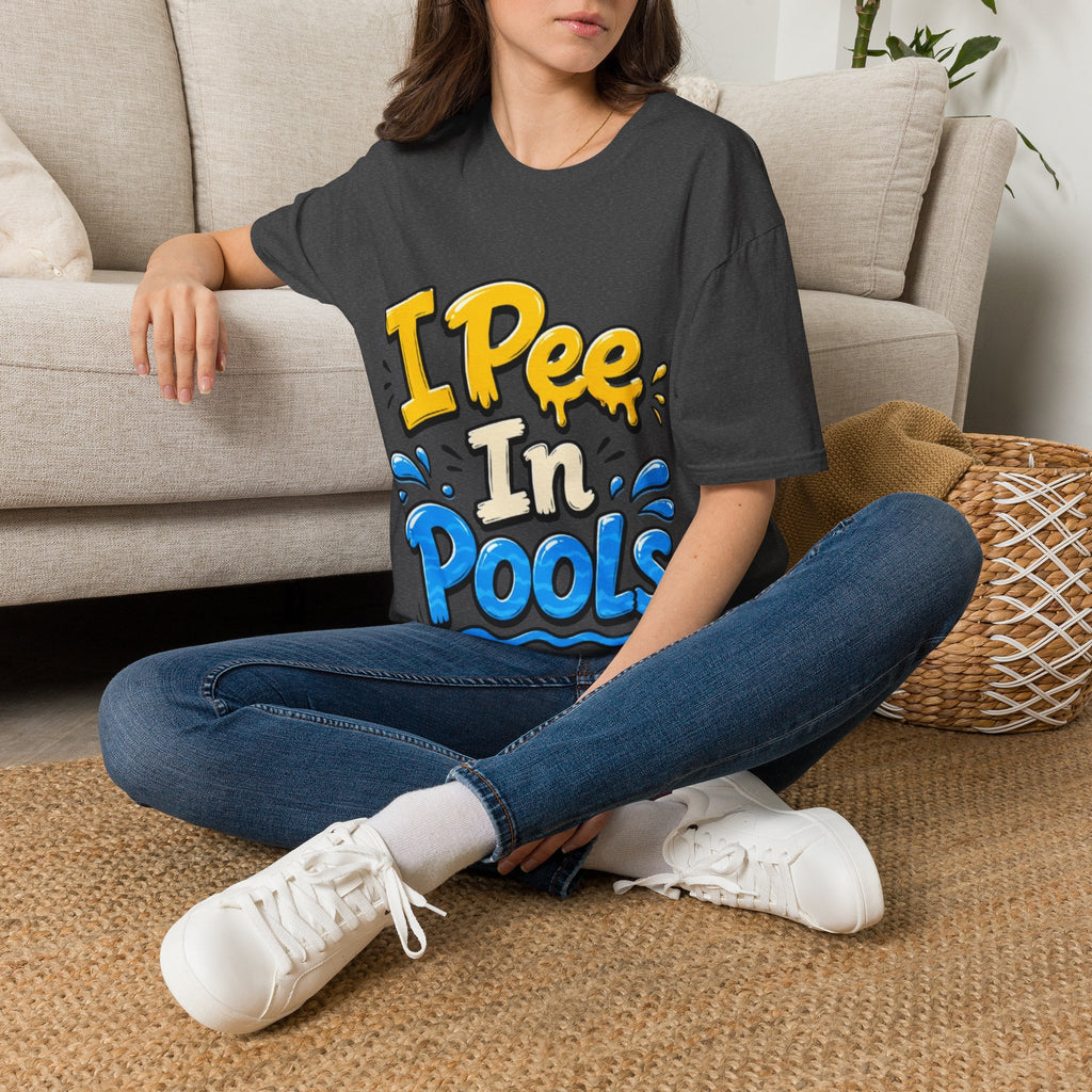 Funny "I Pee in Pools" Adult T-Shirt — Humorous Summer Pool Party Tee