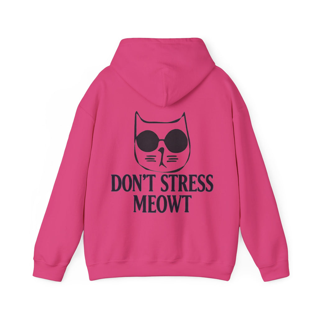 Don't Stress Meowt Adult Hoodie — Relaxed Cat Graphic Sweatshirt