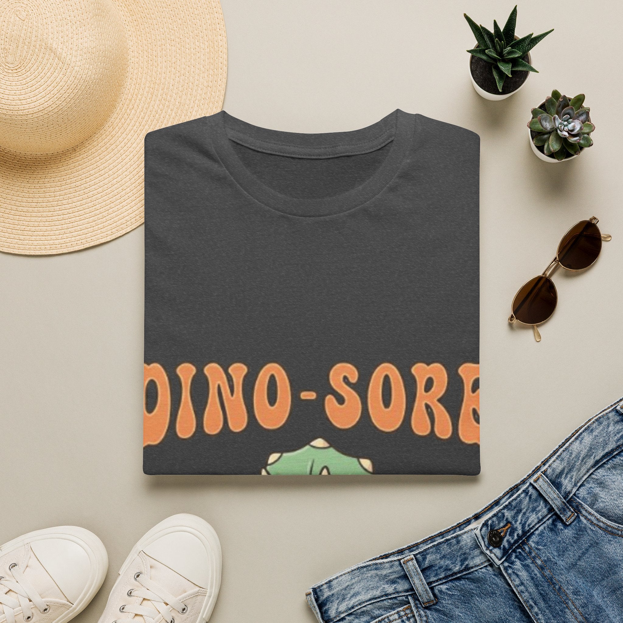 Dino-Sore Adult T-Shirt — Cute Workout Dinosaur Fitness Tee
