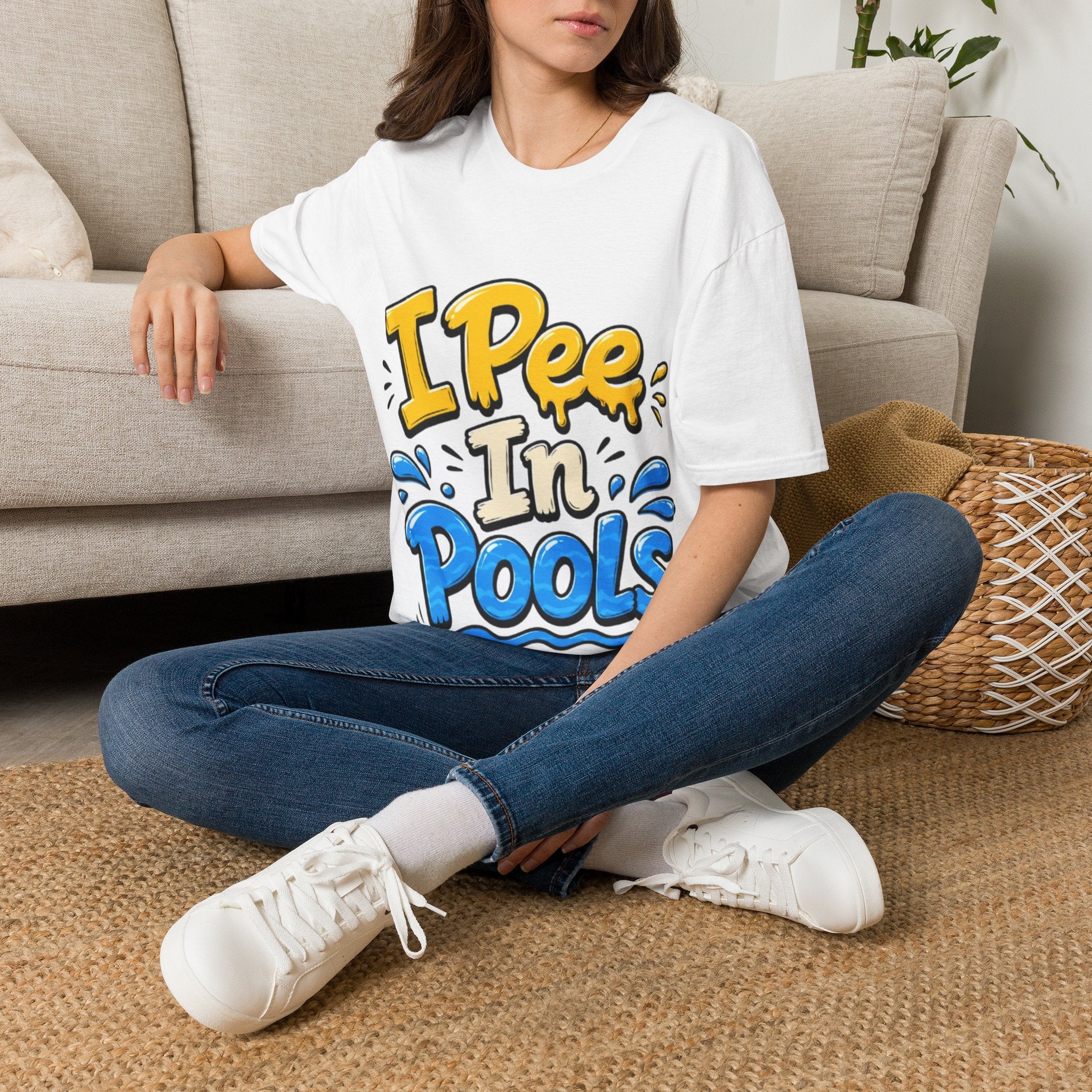 Funny "I Pee in Pools" Adult T-Shirt — Humorous Summer Pool Party Tee