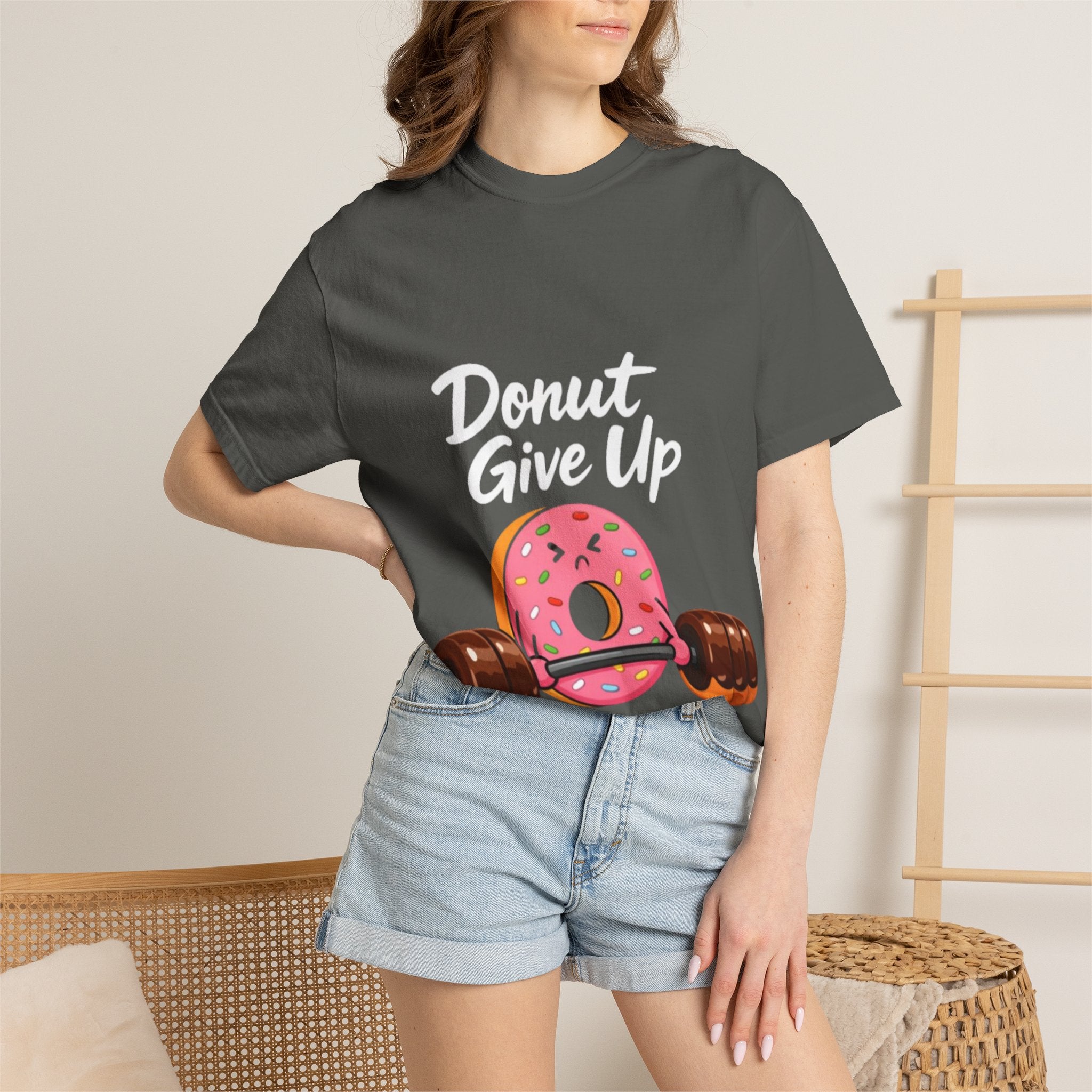 Donut Give Up Adult T-Shirt — Funny Fitness Donut Graphic Tee