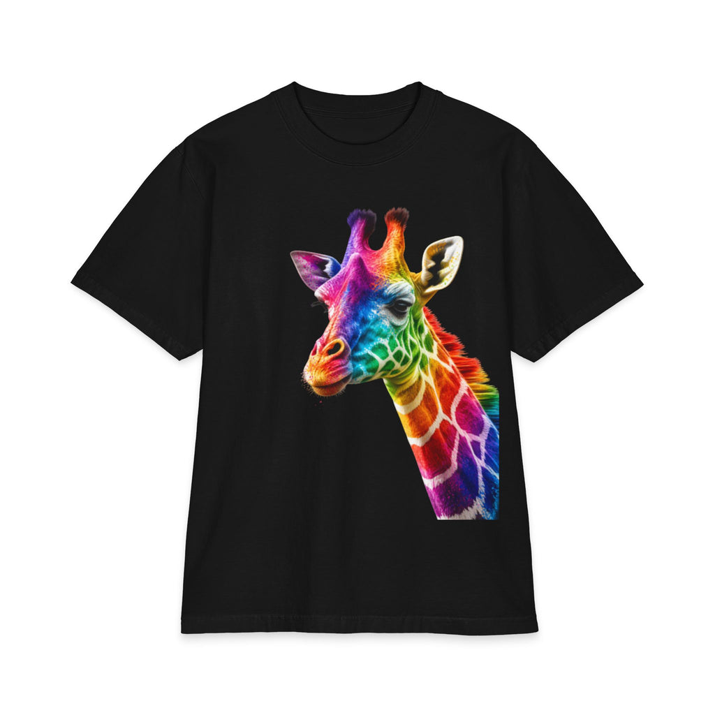 Rainbow Watercolor Giraffe Adults T-Shirt | Colorful Animal Print Tee