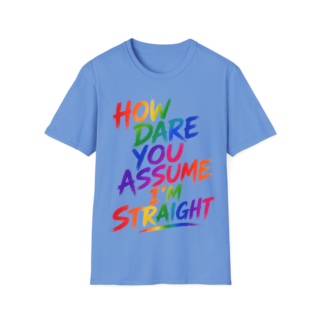 How Dare You Assume I’m Straight Adult T-Shirt — Rainbow Pride Graphic Tee