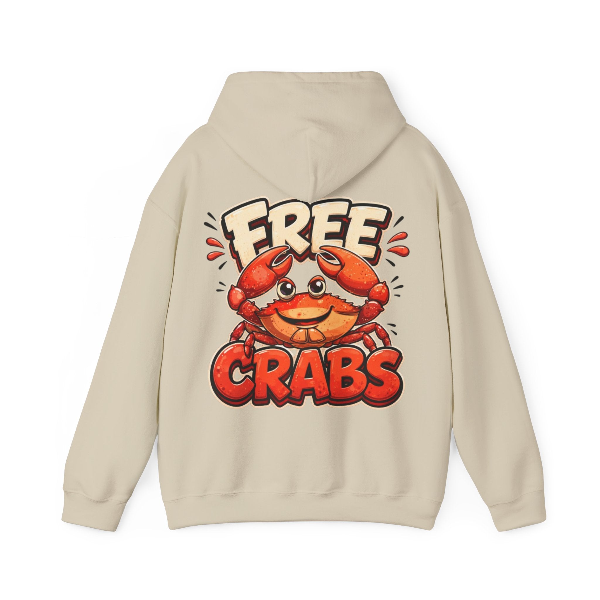 Adult Hoodie — Cute 'Free Crabs' Cartoon Crab Graphic Pullover