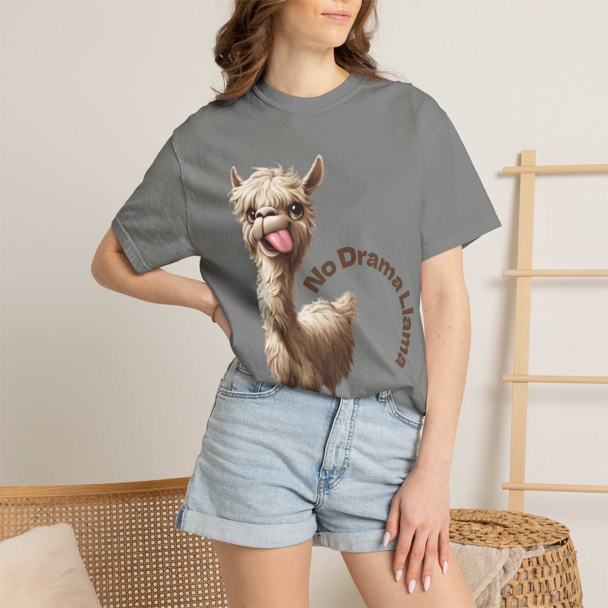 No Drama Llama Adult T-Shirt — Funny Llama Graphic Tee for Animal Lovers