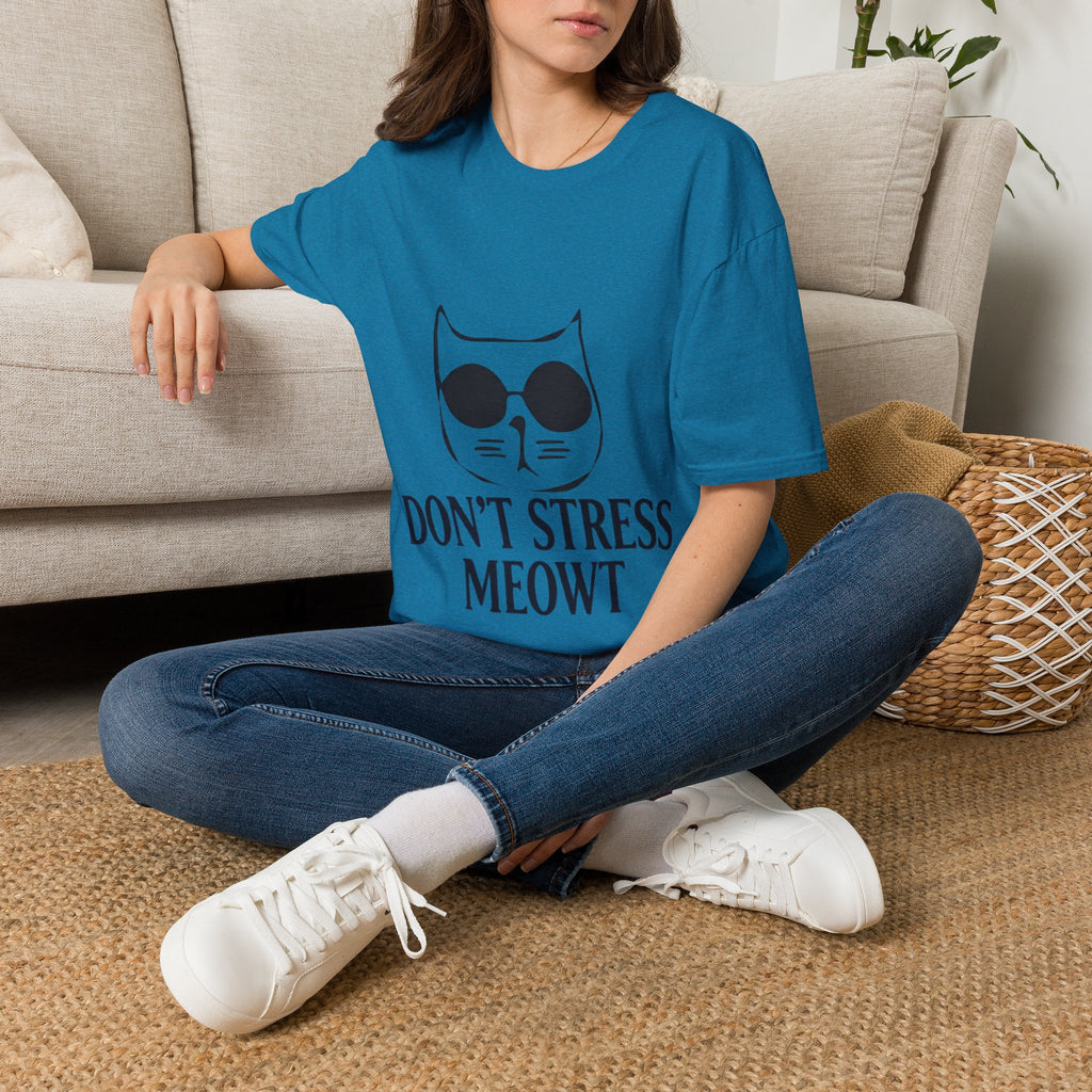 Cat Graphic Adult T-Shirt — "Don't Stress Meowt" Relaxed Tee for Cat Lovers