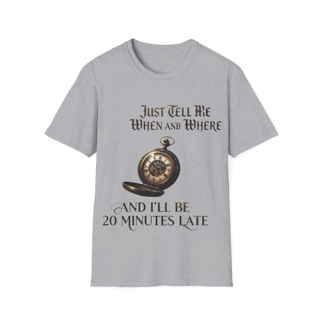 Pocket Watch Adult T-Shirt — "Just Tell Me When and Where" Vintage Timepiece Tee