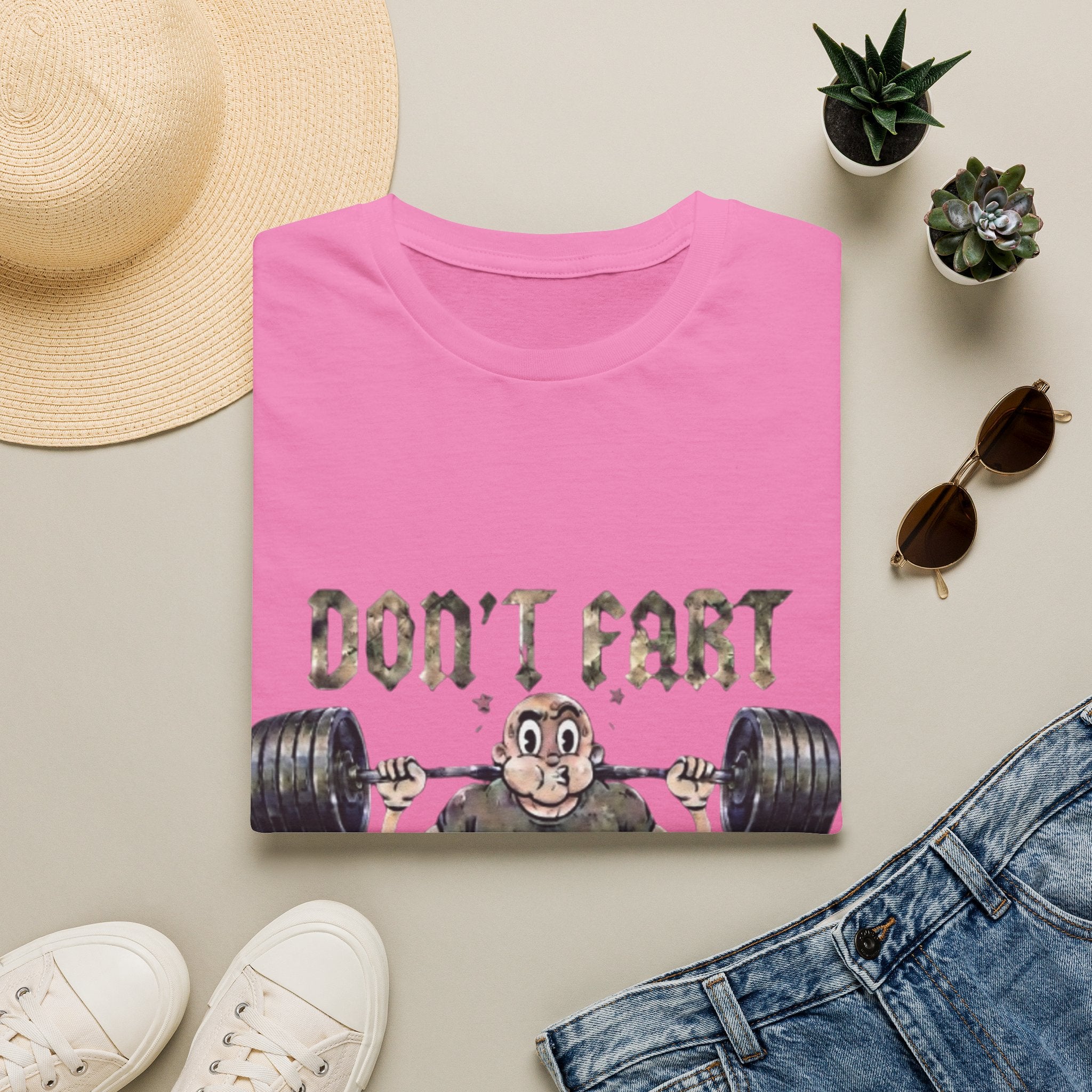 Don't Fart Weightlifting  Adult T‑Shirt — Funny Gym Workout Tee