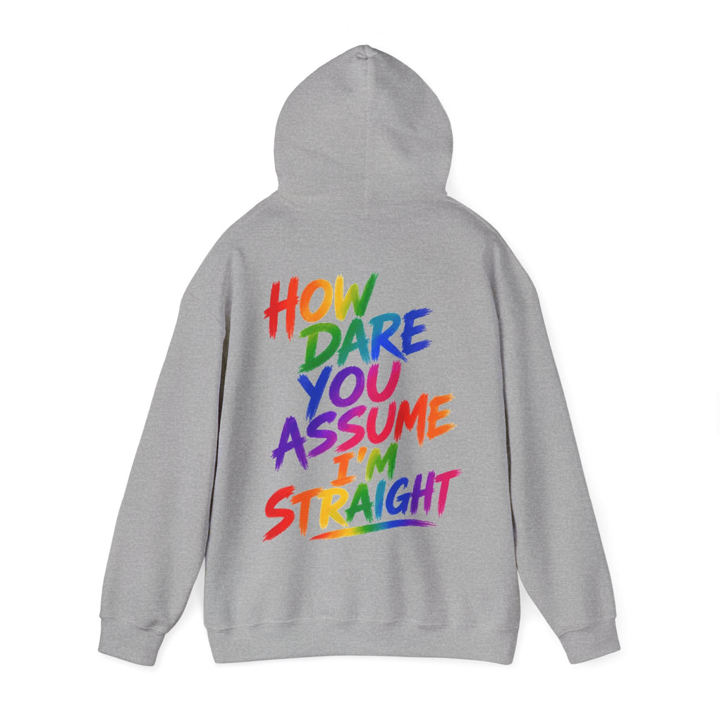 How Dare You Assume I'm Straight Adult Hoodie — Rainbow Pride Statement Sweatshirt