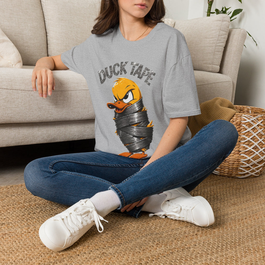 Duck Tape Adult T-Shirt — Funny Angry Duck Wrapped in Duct Tape Graphic Tee