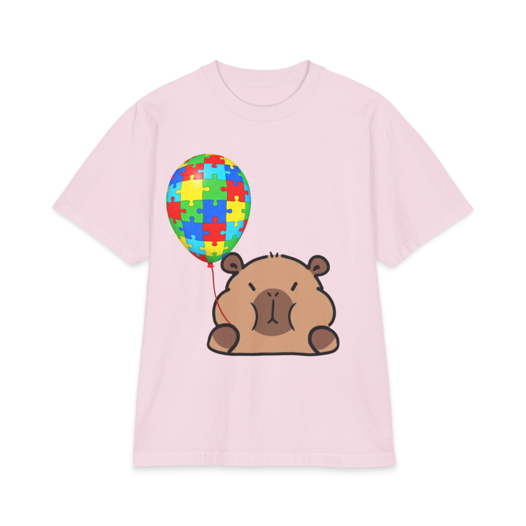 Bear with Puzzle Balloon Adult T-Shirt | Autism Awareness, Cute Cartoon Tee