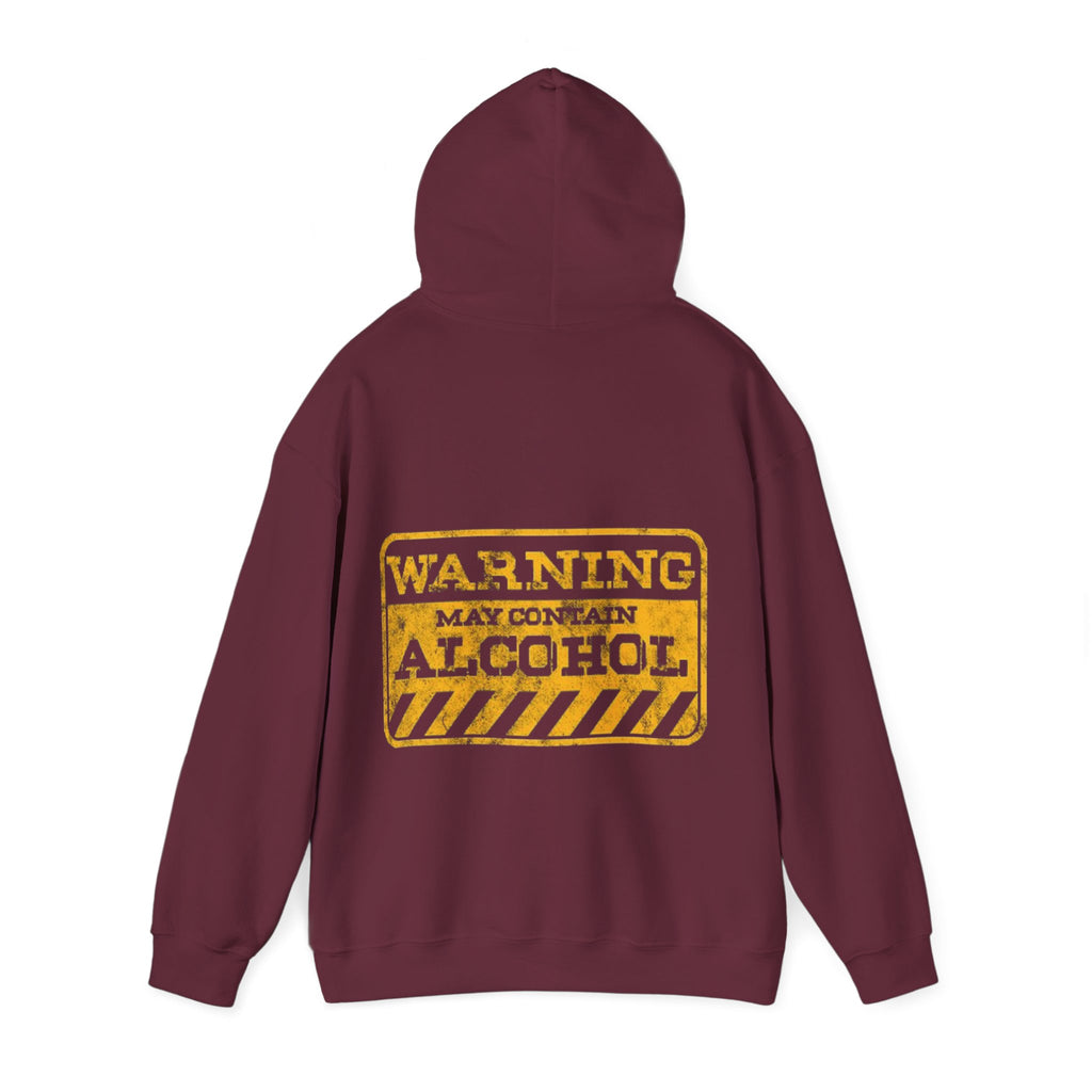 Warning May Contain Alcohol Adult Hoodie — Funny Bar & Party Drinking Sweatshirt