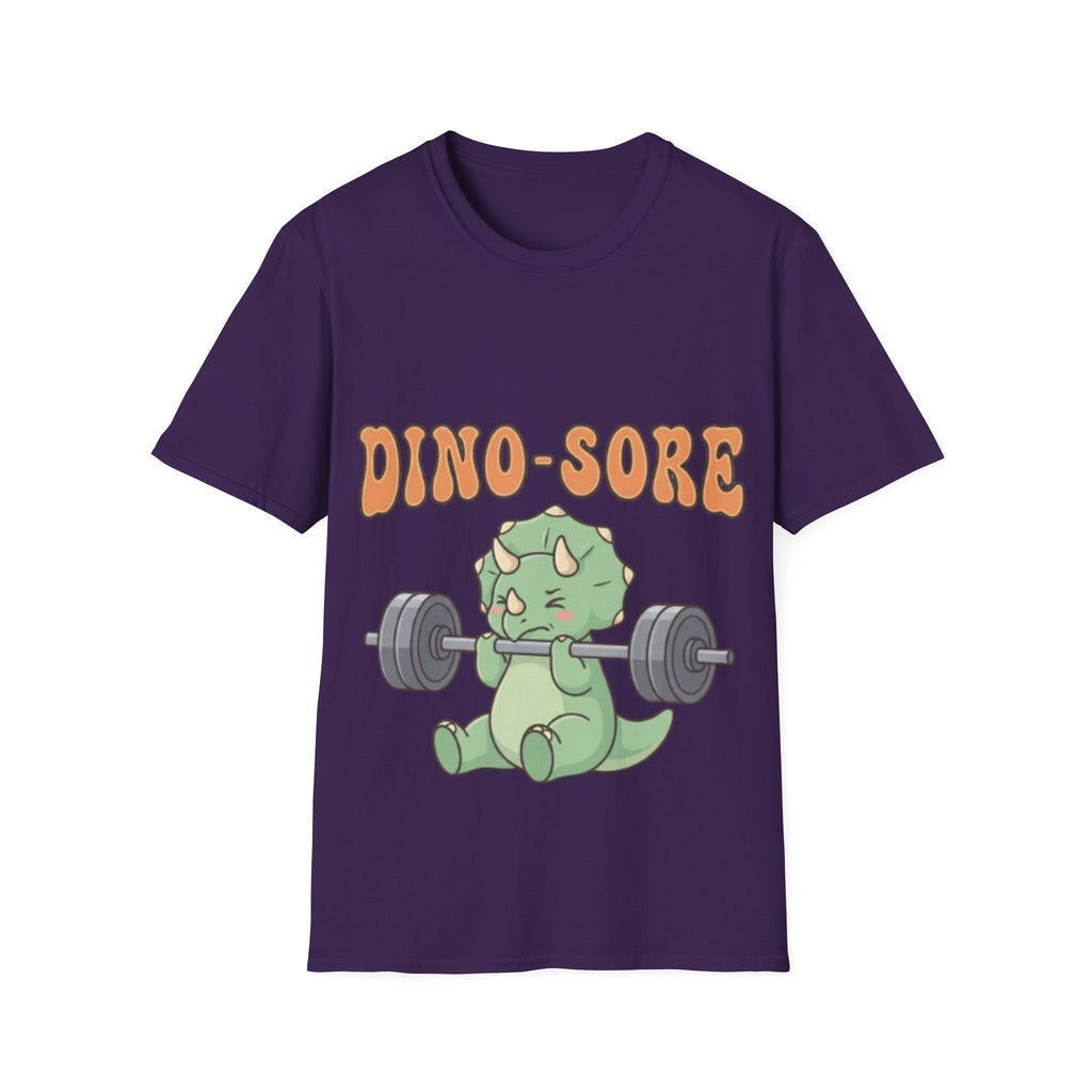 Dino-Sore Adult T-Shirt — Cute Workout Dinosaur Fitness Tee