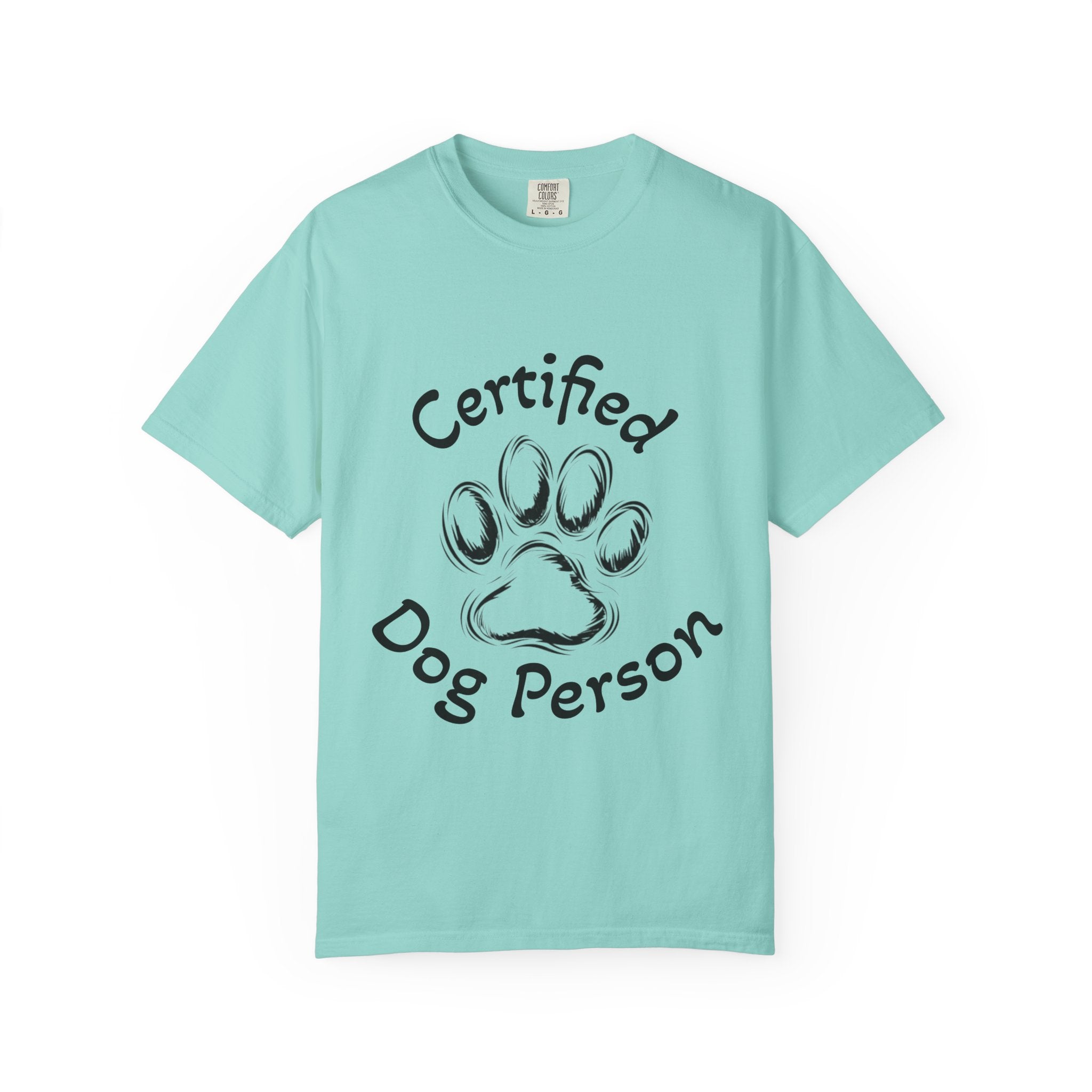 Certified Dog Person Adult T-Shirt — Paw Print Graphic Tee for Dog Lovers