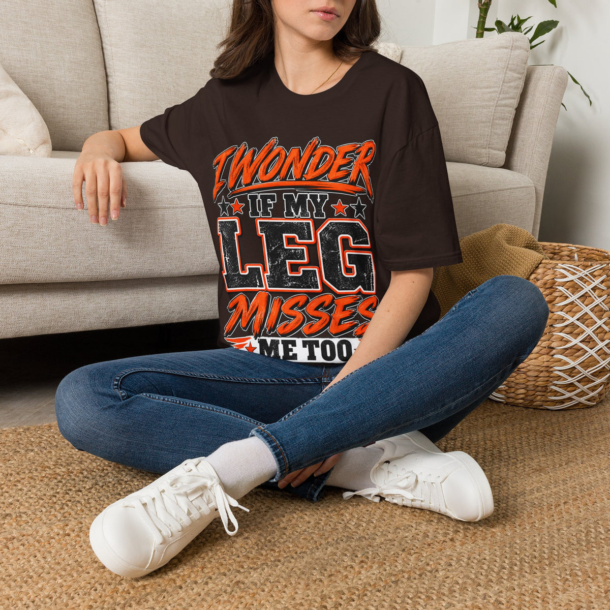 Graphic Adult T-Shirt — "I Wonder If My Leg Misses Me Too" Retro Sports Tee