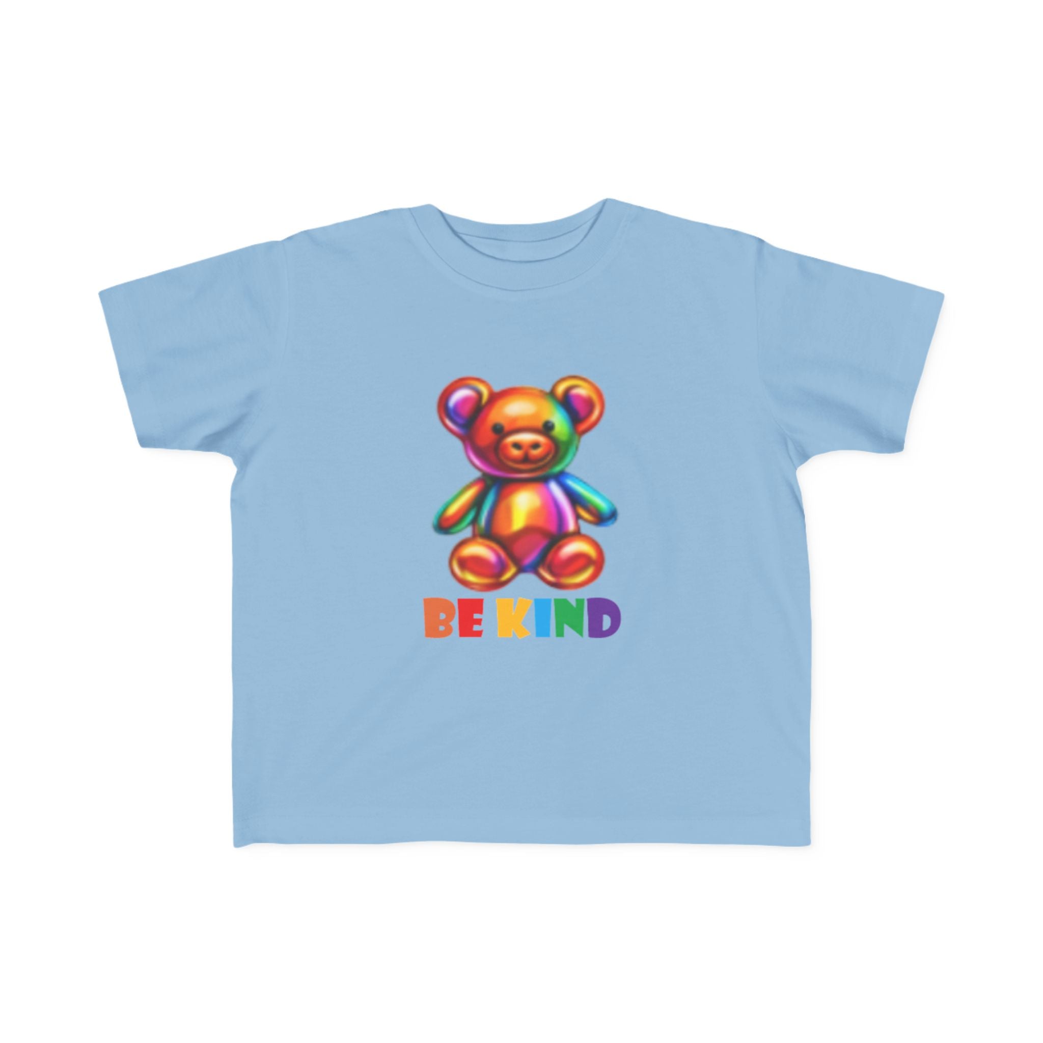 Rainbow Teddy Bear BE KIND Toddler Tee | Kids Positive Message Shirt