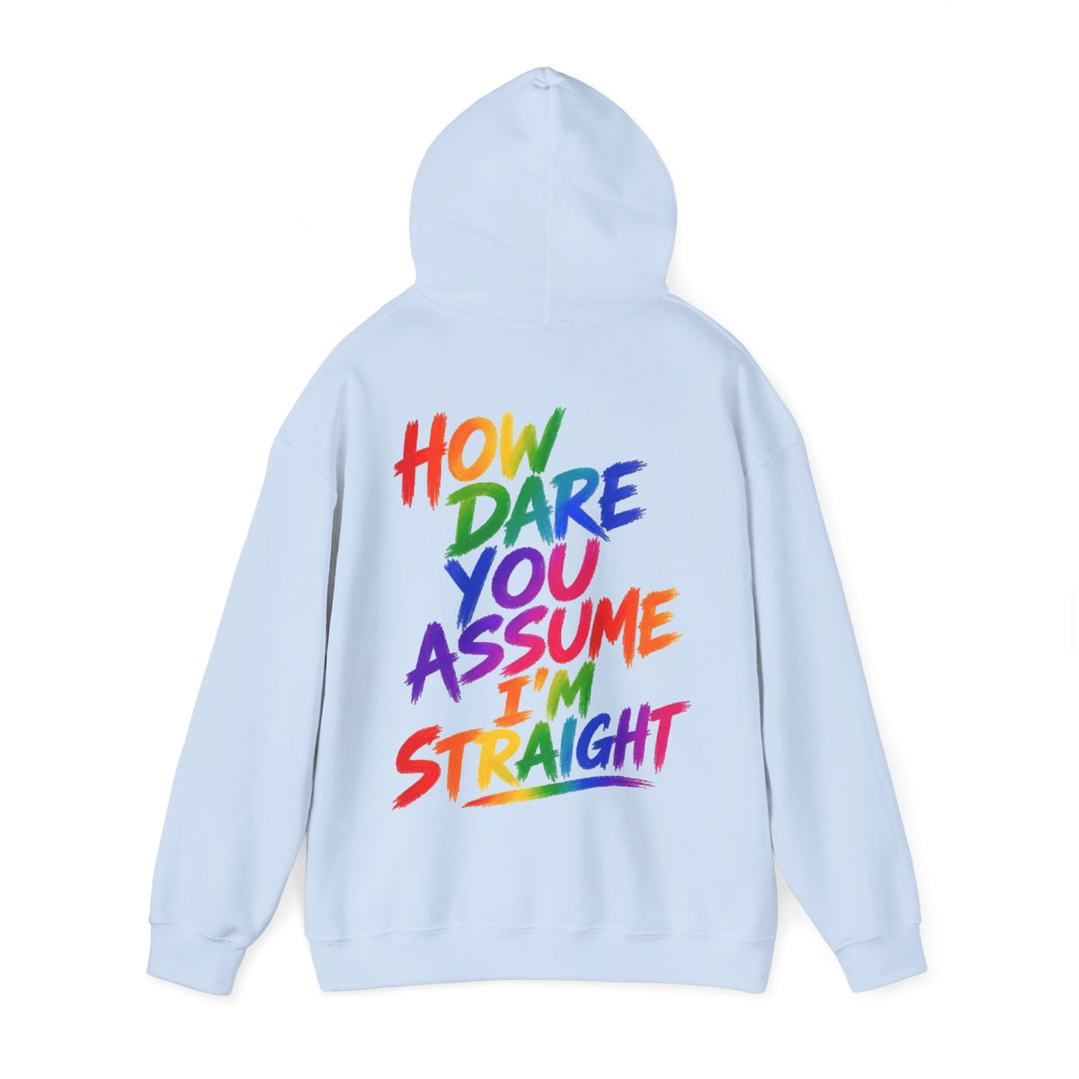 How Dare You Assume I'm Straight Adult Hoodie — Rainbow Pride Statement Sweatshirt