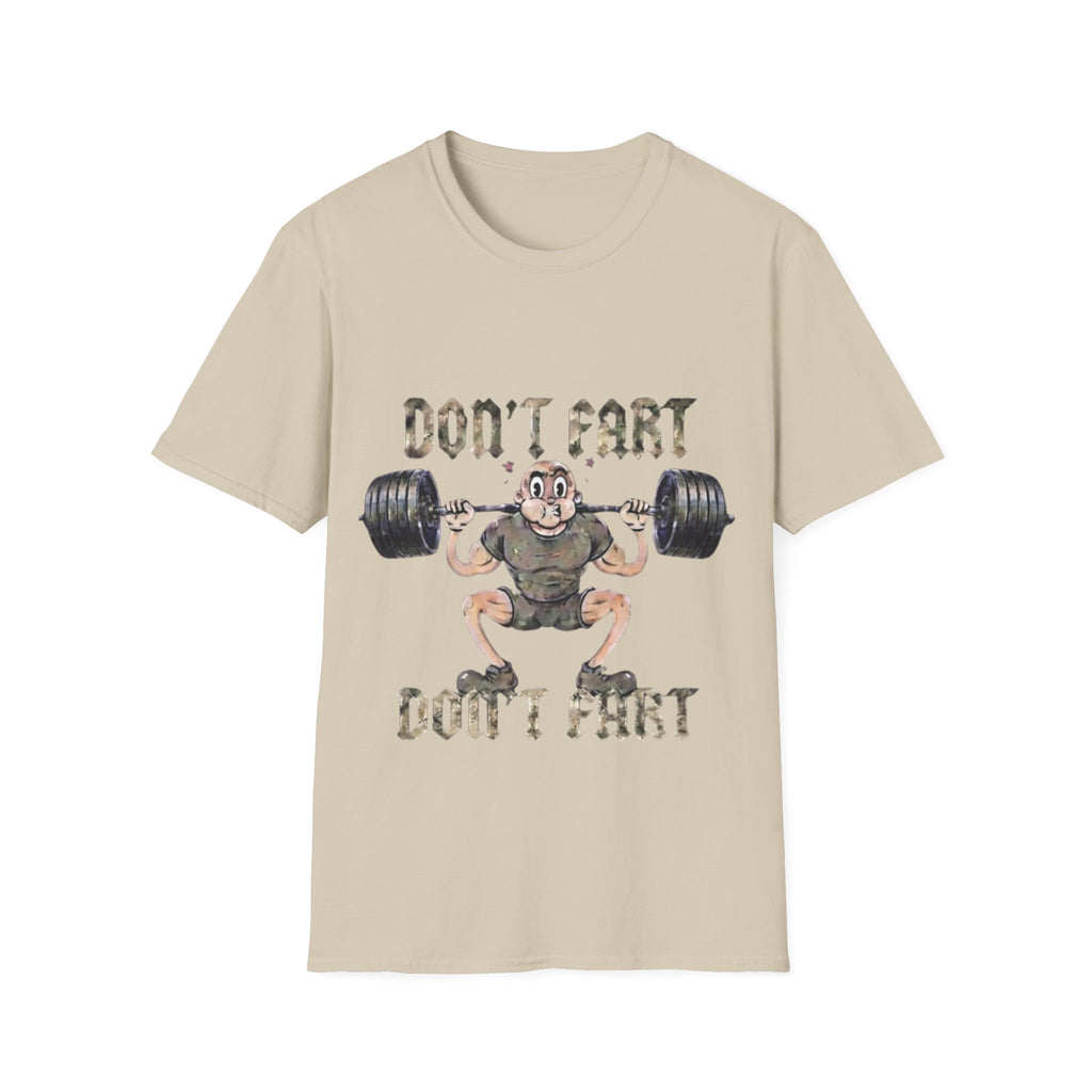 Don't Fart Weightlifting  Adult T‑Shirt — Funny Gym Workout Tee