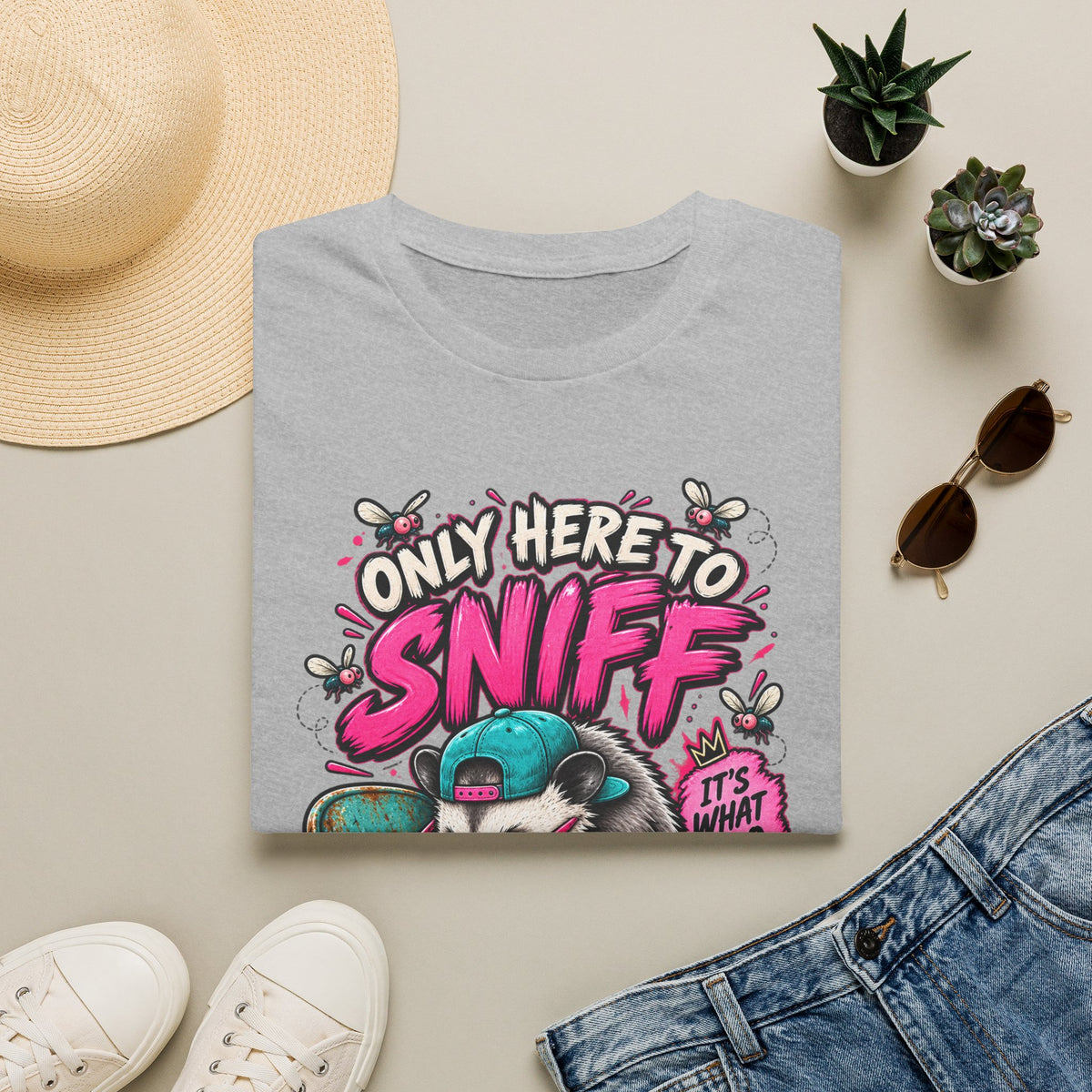 Adult T-Shirt — "Only Here to Sniff Chairs" Cute Ferret Graphic Tee