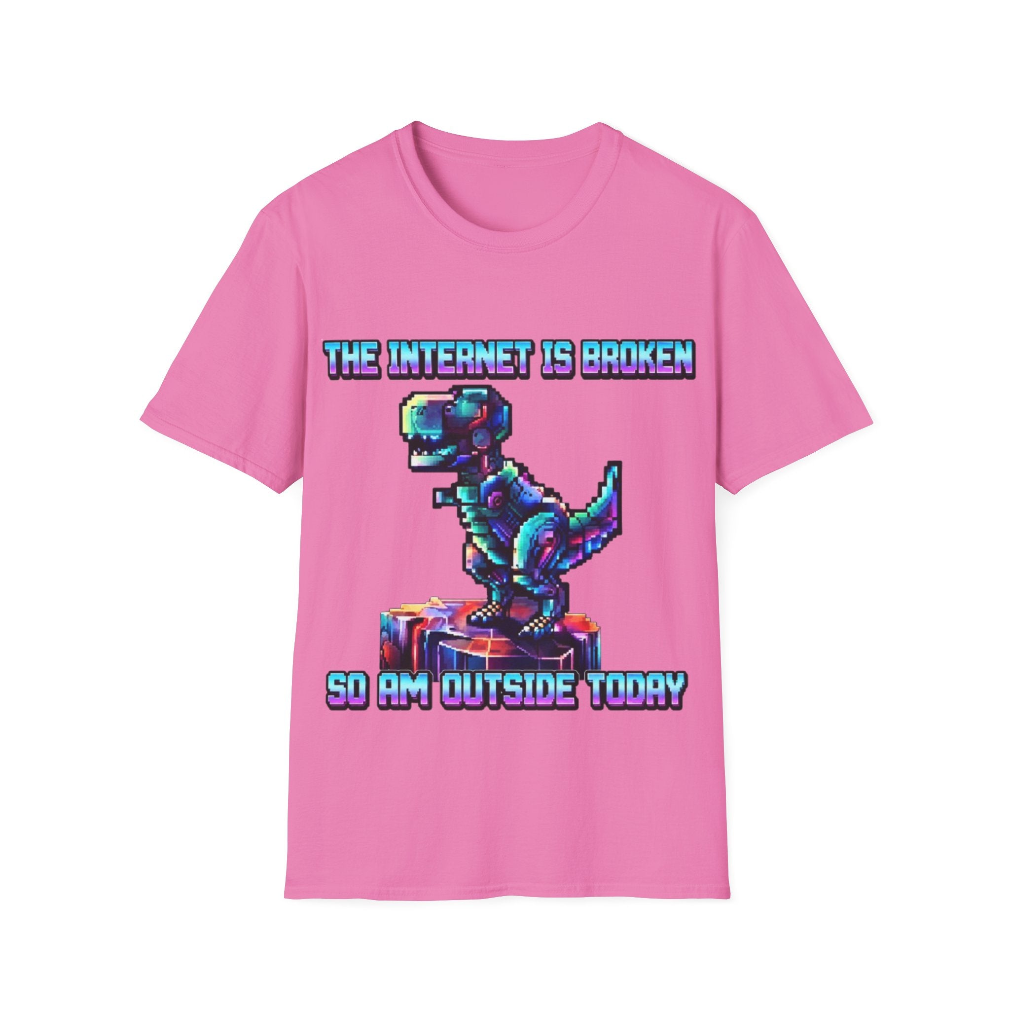 Internet Is Broke Adult  T-Shirt — Retro Pixel Dino "So Am I" Graphic Tee