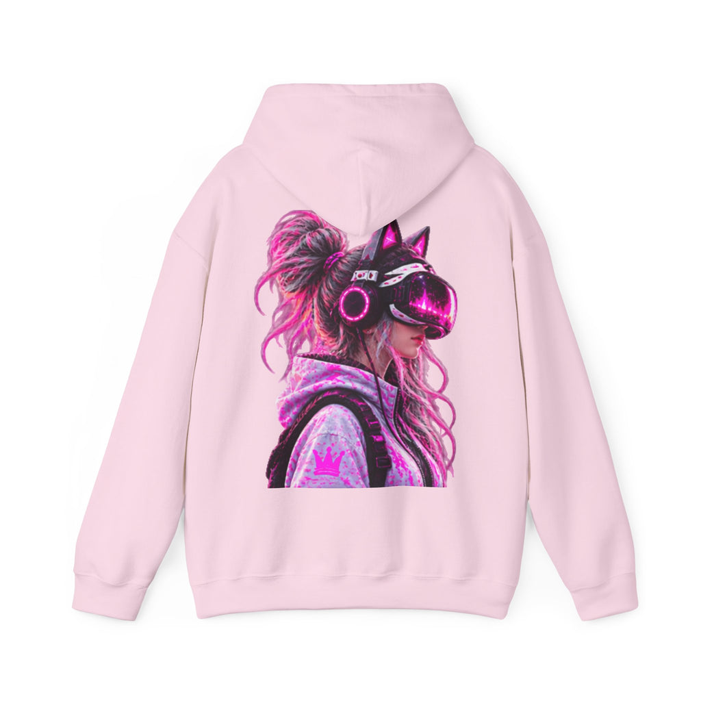 Cyberpunk VR Adult Hoodie — Neon Retro Gamer Aesthetic