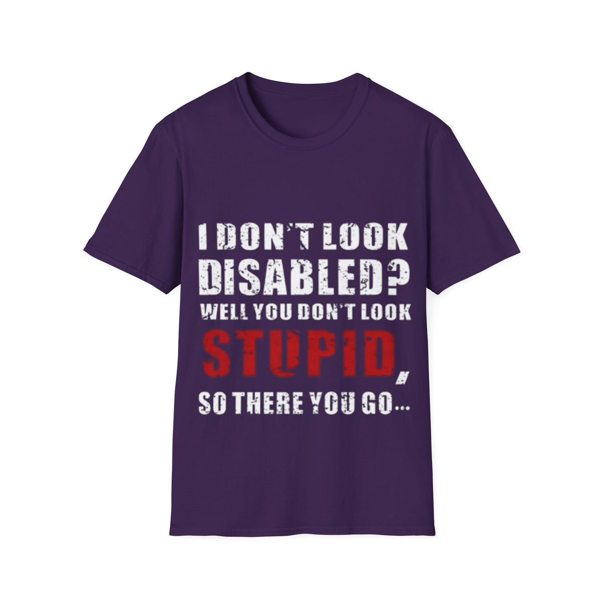Adult T-Shirt — "Don't Look Disabled? Well You Don't Look Stupid So There You Go" Empowerment Tee