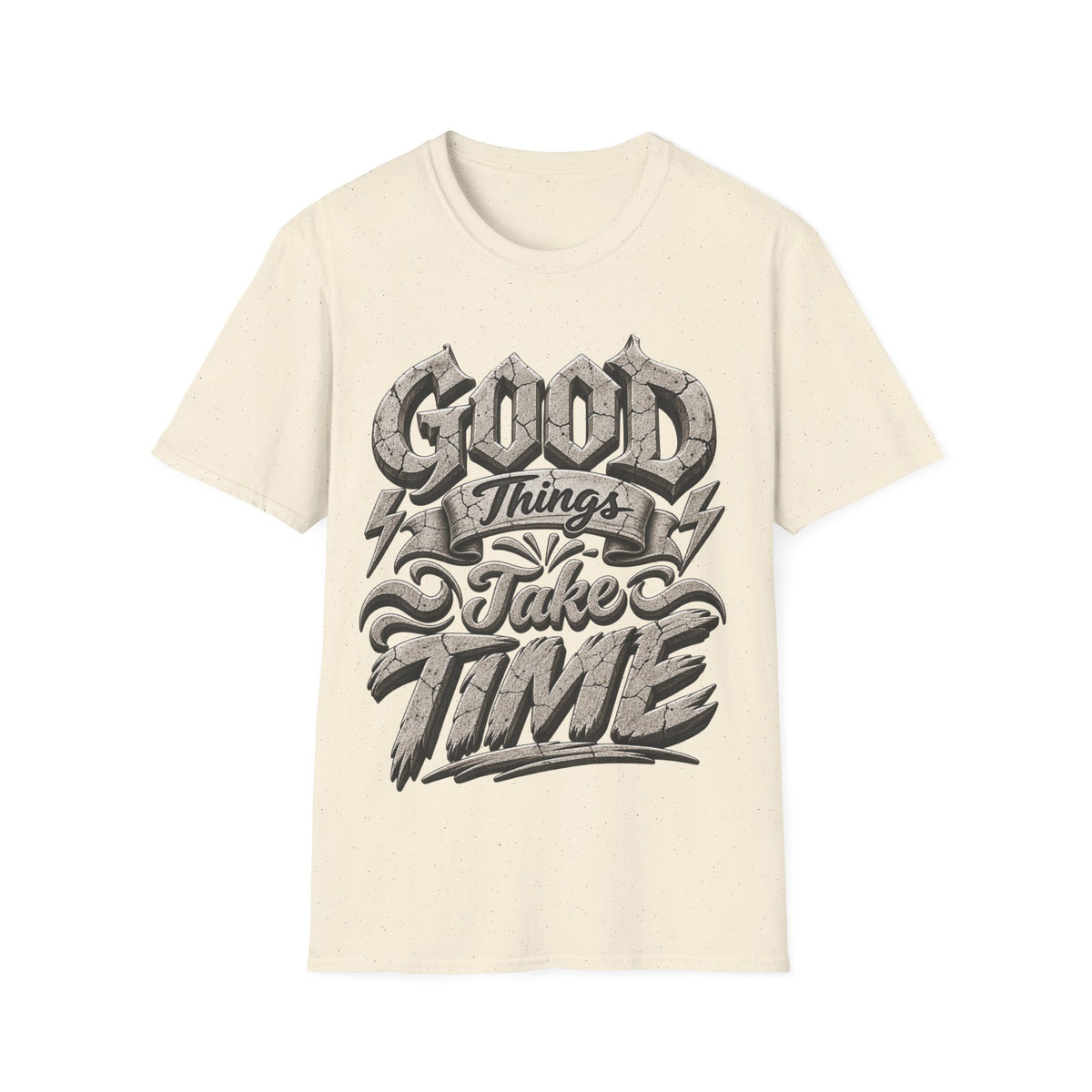 Adult T-Shirt — 'Good Things Take Time' Vintage Script Graphic Tee